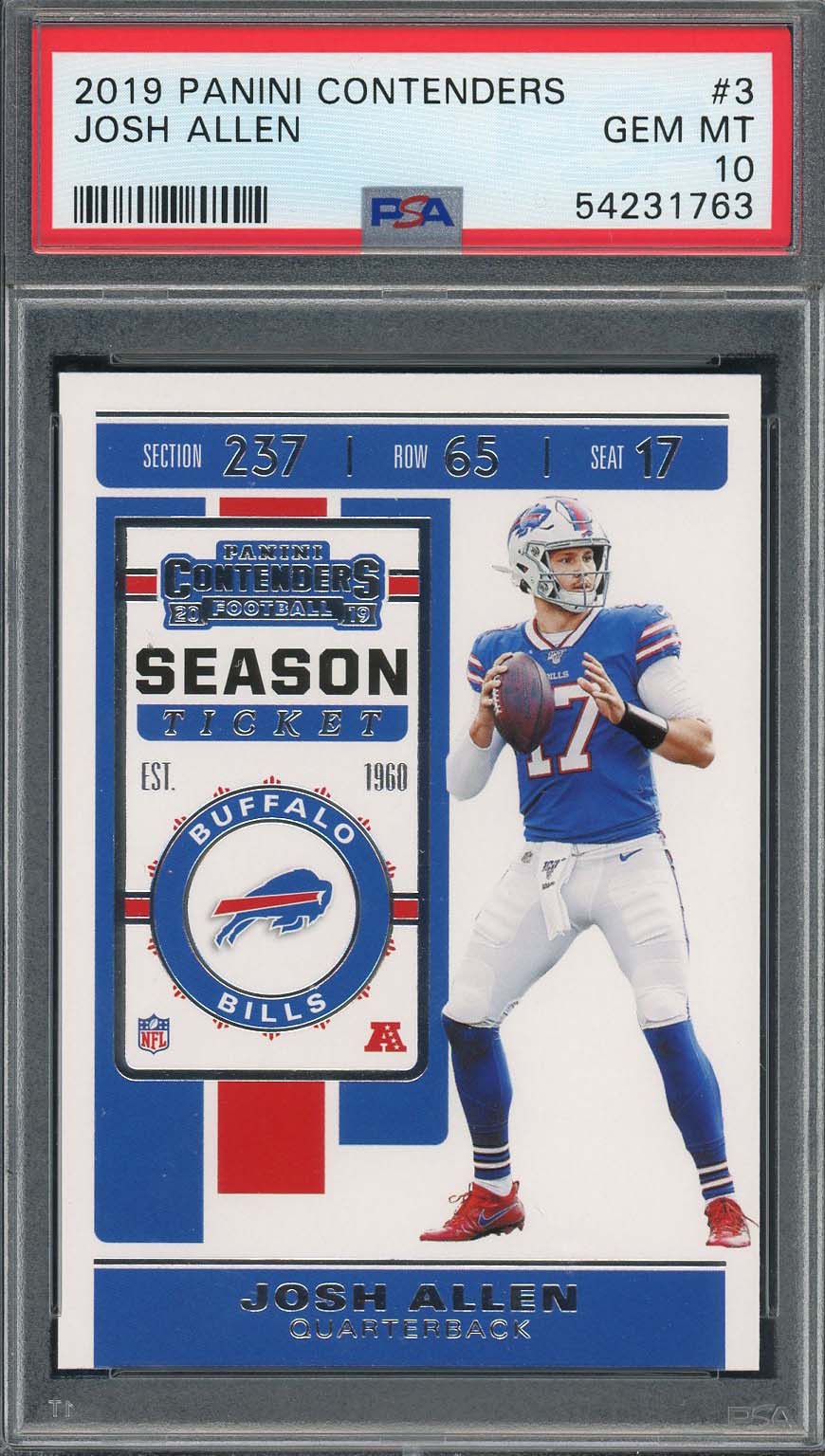 Josh Allen 2019 Panini Contenders Football Card #3 Graded PSA 10
