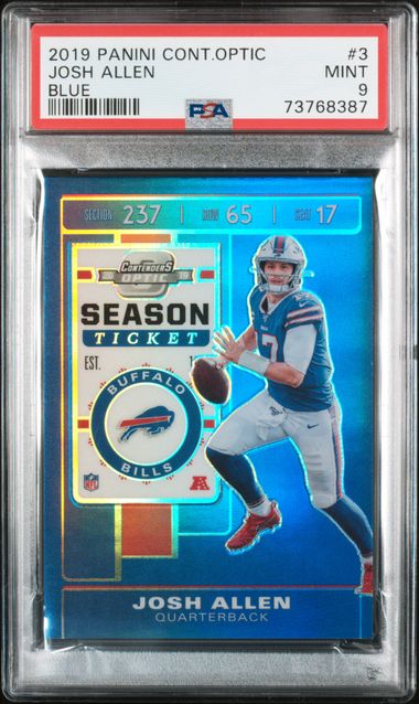 Josh Allen 2019 Panini Contenders Optic Blue Prizm Card #3 Graded PSA 9 92/99