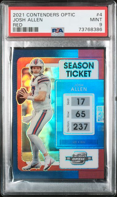 Josh Allen 2021 Panini Contenders Optic Red Prizm Card #4 Graded PSA 9 100/175