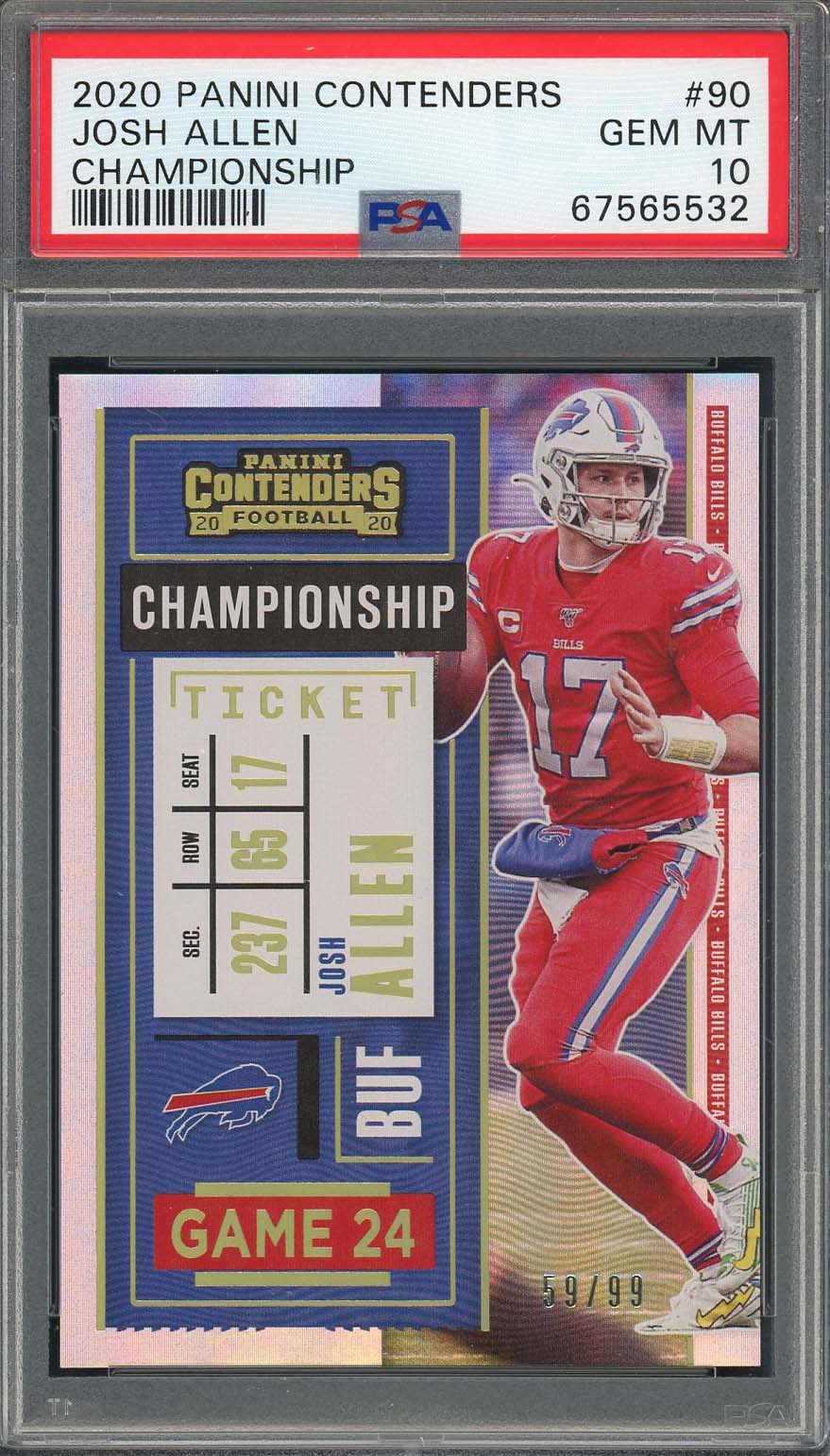 Josh Allen 2020 Panini Contenders Championship Card #90 Graded PSA 10 59/99