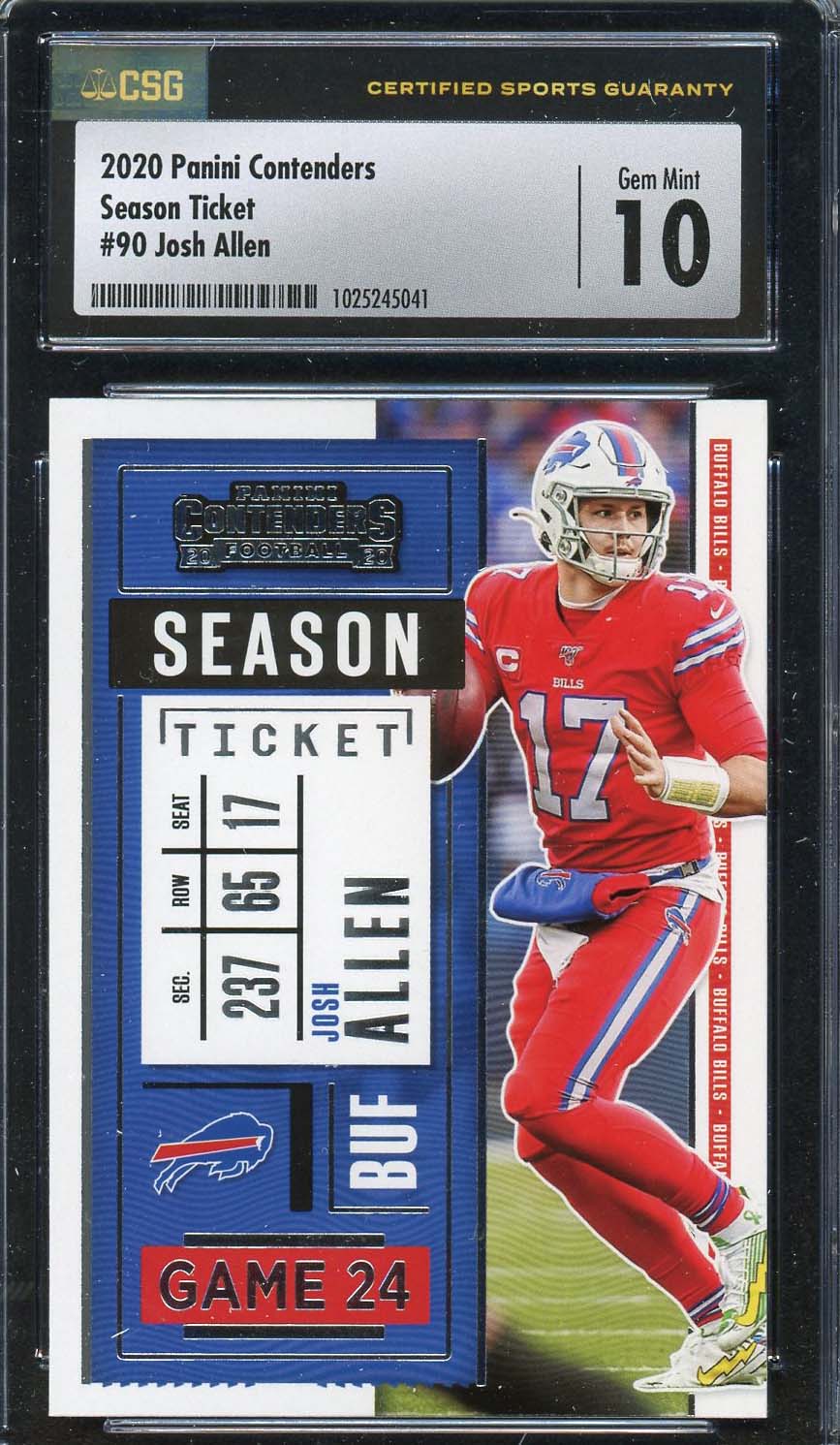 Josh Allen 2020 Panini Contenders Season Ticket Football Card #90 Graded CSG 10 Josh Allen 2020 Panini Contenders Season Ticket Football Card #90 Graded CSG 10