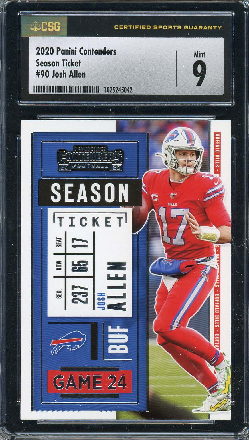 Josh Allen 2020 Panini Contenders Season Ticket Football Card #90 Graded CSG 9 Josh Allen 2020 Panini Contenders Season Ticket Football Card #90 Graded CSG 9