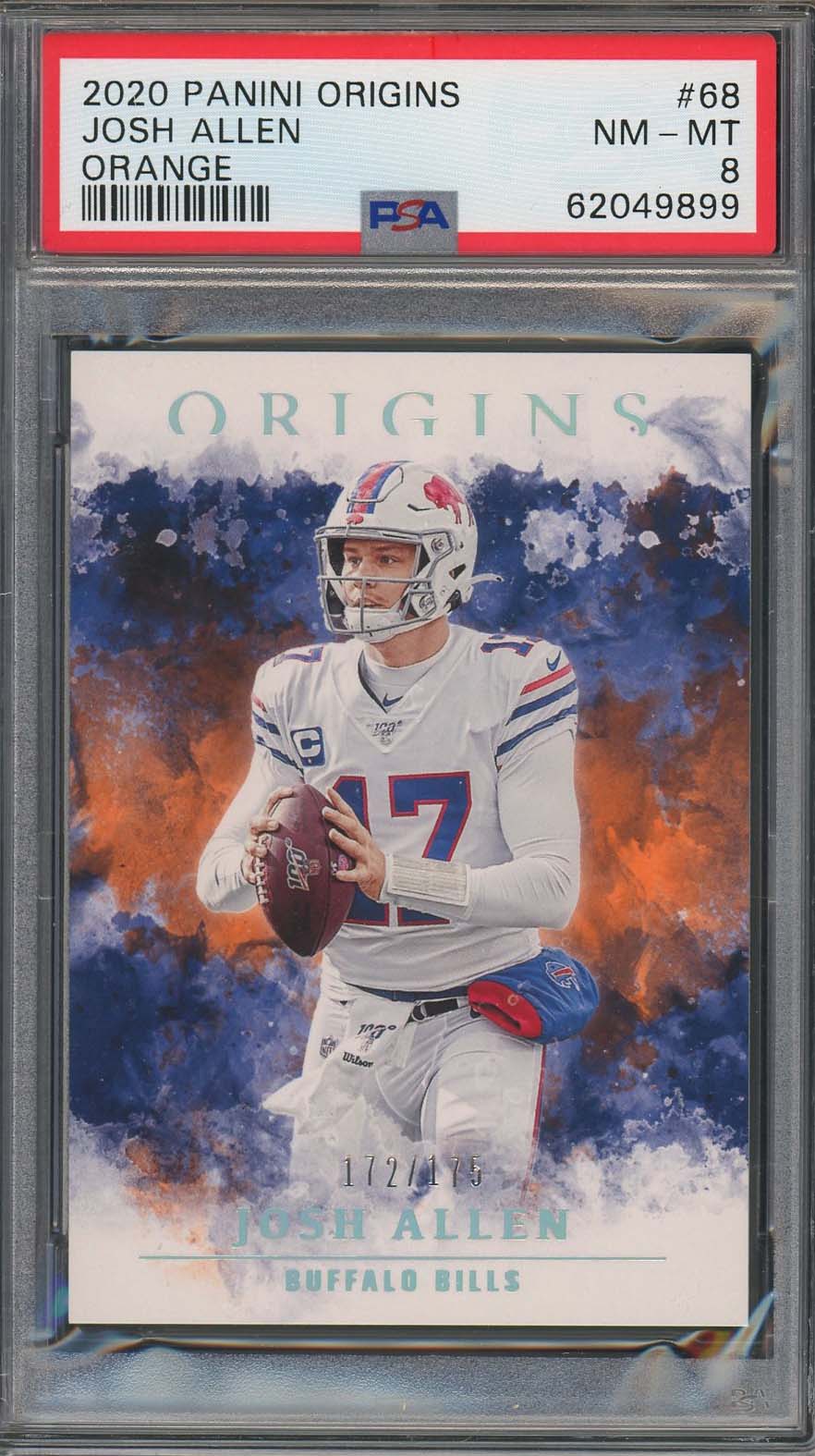 Josh Allen 2020 Panini Origins Orange Football Card #68 Graded PSA 8 /175 Josh Allen 2020 Panini Origins Orange Football Card #68 Graded PSA 8 /175