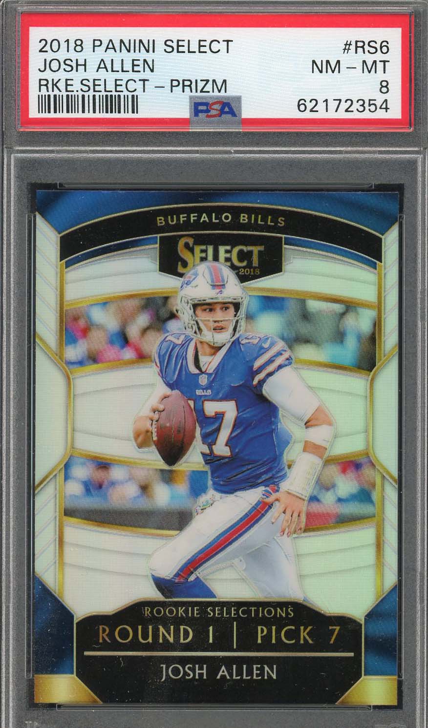 Josh Allen 2018 Panini Select Prizm Football Rookie Card #RS6 Graded PSA 8