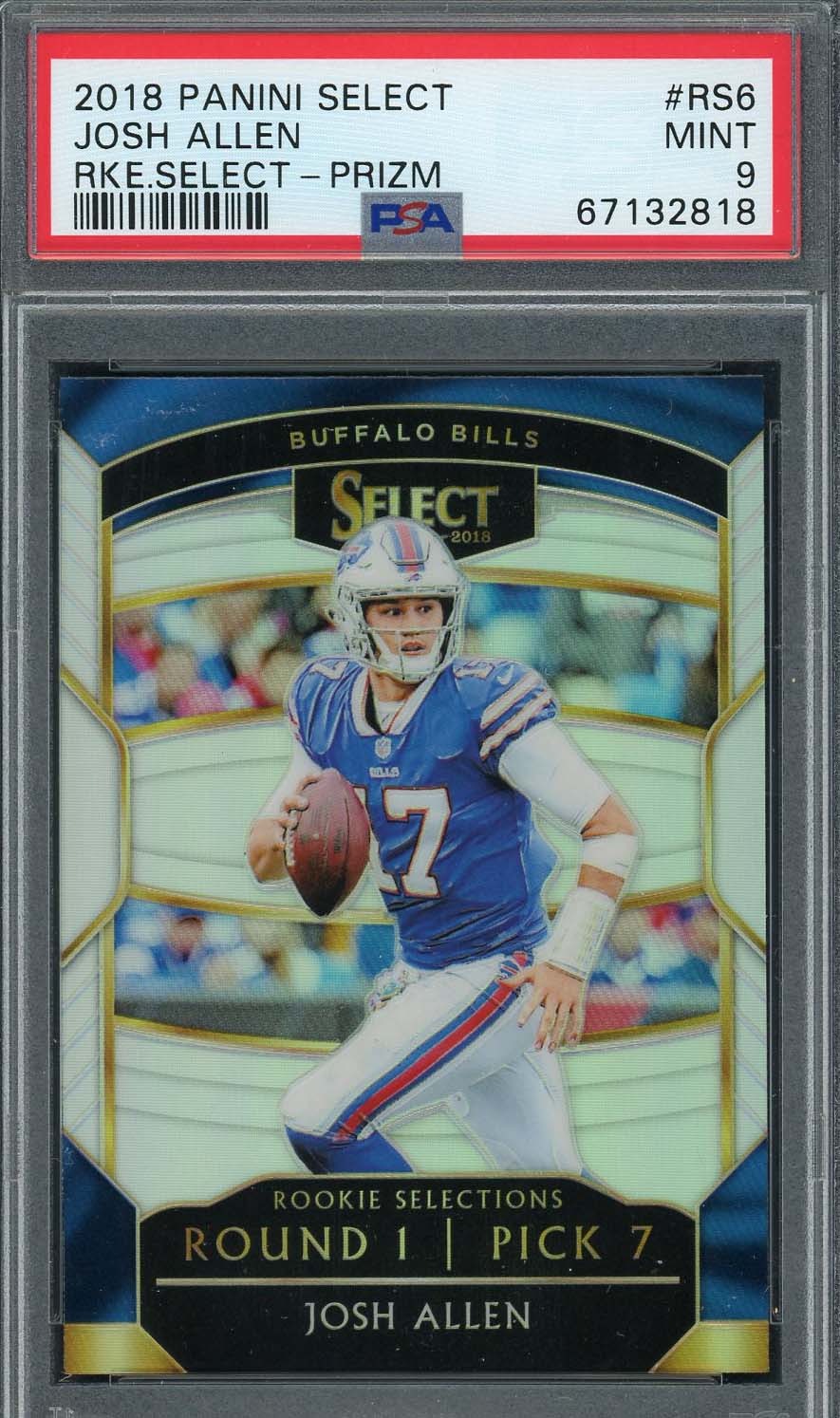 Josh Allen 2018 Panini Select Silver Prizm Rookie Card RC #RS6 Graded PSA 9 Josh Allen 2018 Panini Select Silver Prizm Rookie Card RC #RS6 Graded PSA 9