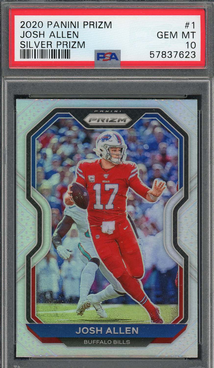 Josh Allen 2020 Panini Prizm Silver Football Card #1 Graded PSA 10 Josh Allen 2020 Panini Prizm Silver Football Card #1 Graded PSA 10