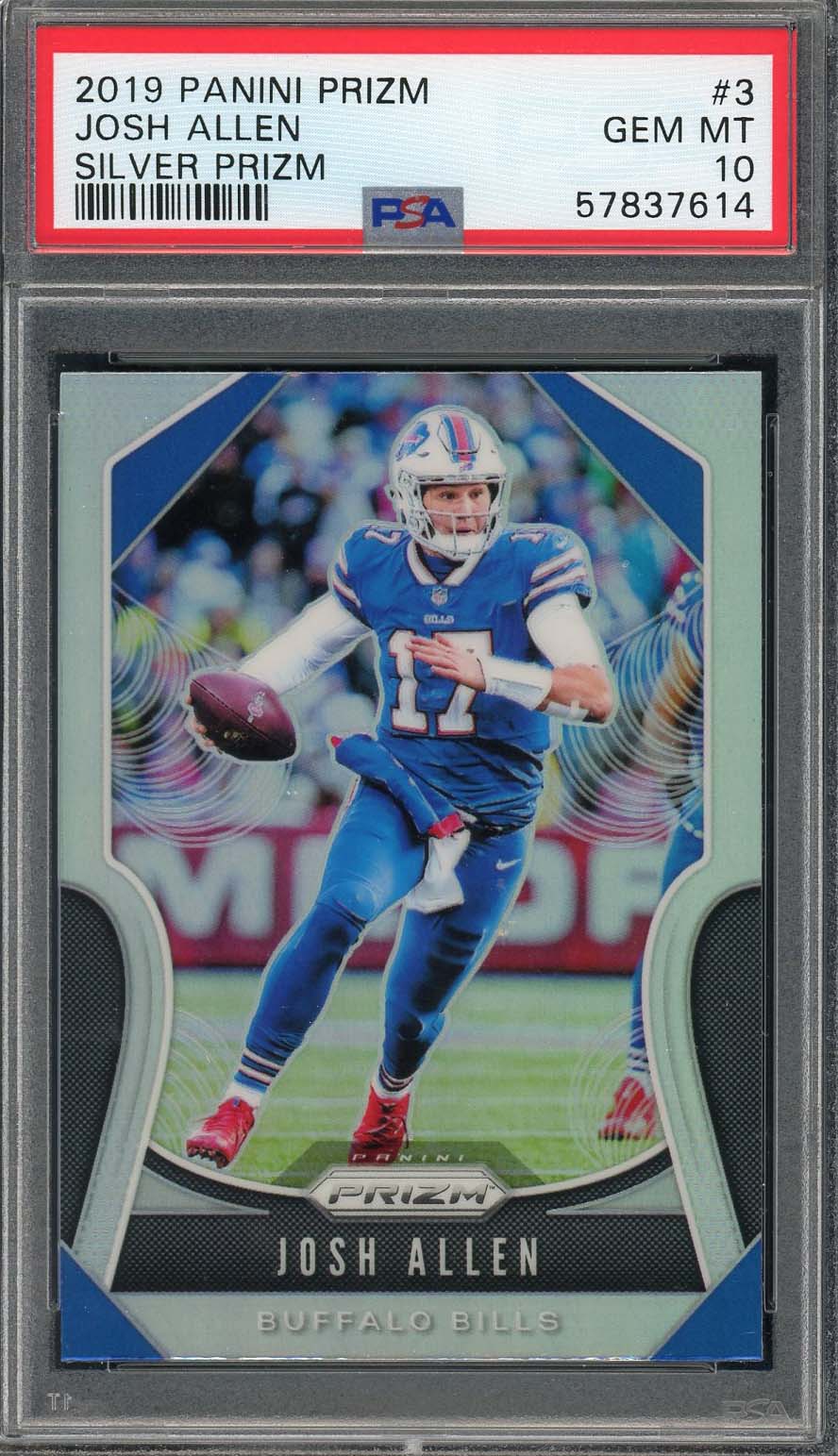 Josh Allen 2019 Panini Prizm Silver Football Card #3 Graded PSA 10 Josh Allen 2019 Panini Prizm Silver Football Card #3 Graded PSA 10
