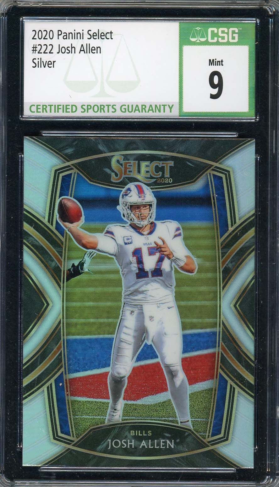 Josh Allen 2020 Panini Select Silver Football Card #222 Graded CSG 9