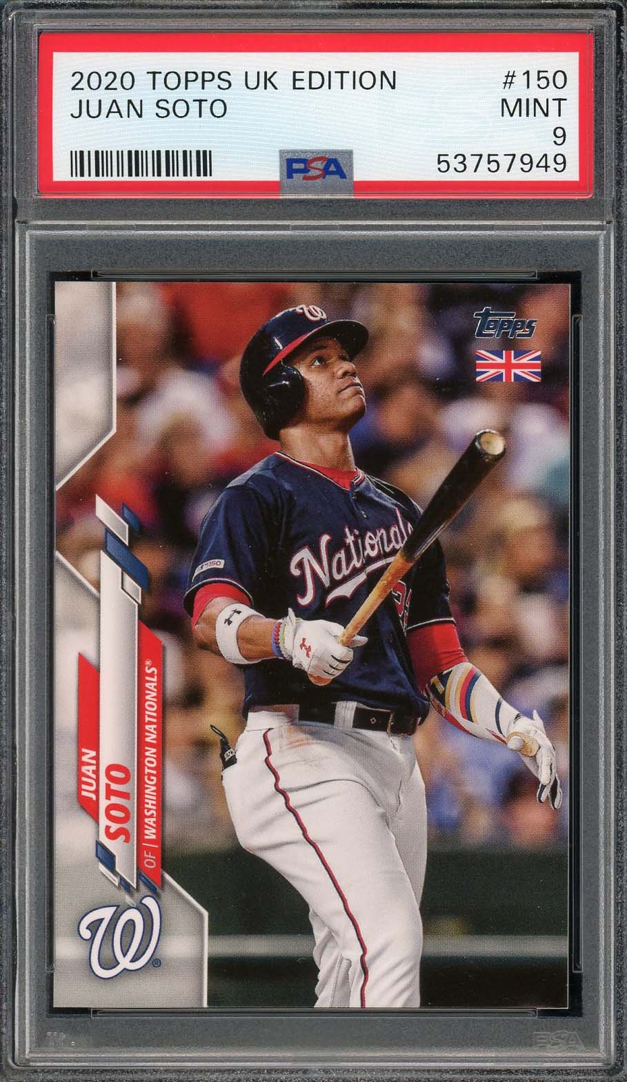 Juan Soto 2020 Topps UK Edition Baseball Card #150 Graded PSA 9