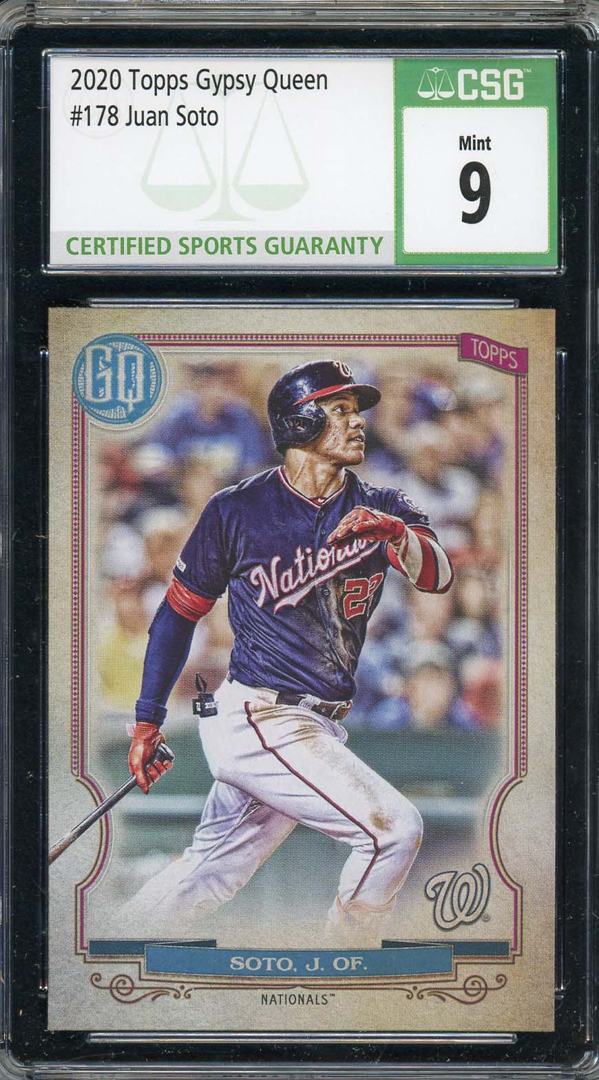 Juan Soto 2020 Topps Gypsy Queen Baseball Card #178 Graded CSG 9 Juan Soto 2020 Topps Gypsy Queen Baseball Card #178 Graded CSG 9