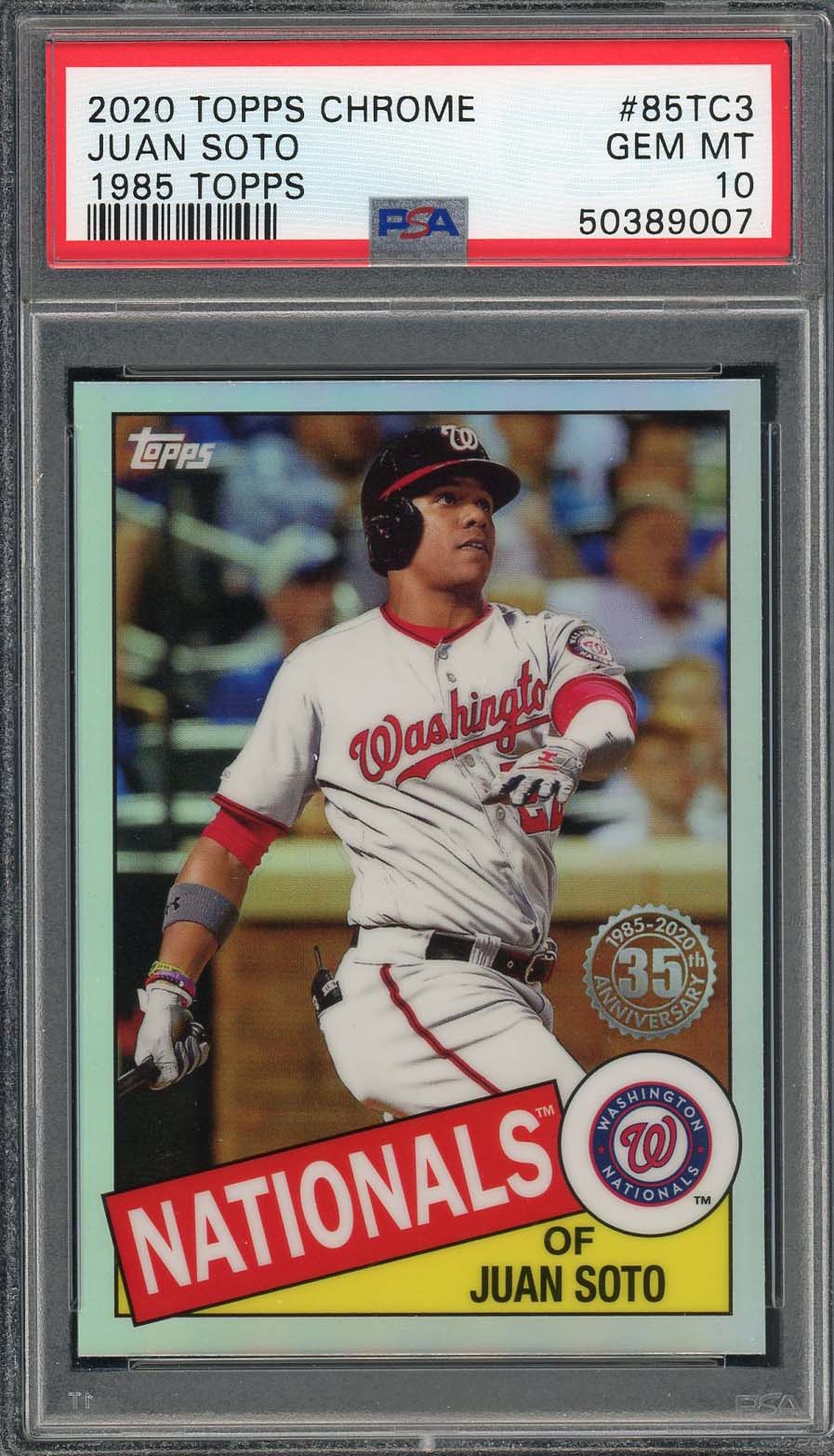 Juan Soto 2020 Topps Chrome 1985 Baseball Card #12 Graded PSA 10 GEM MINT