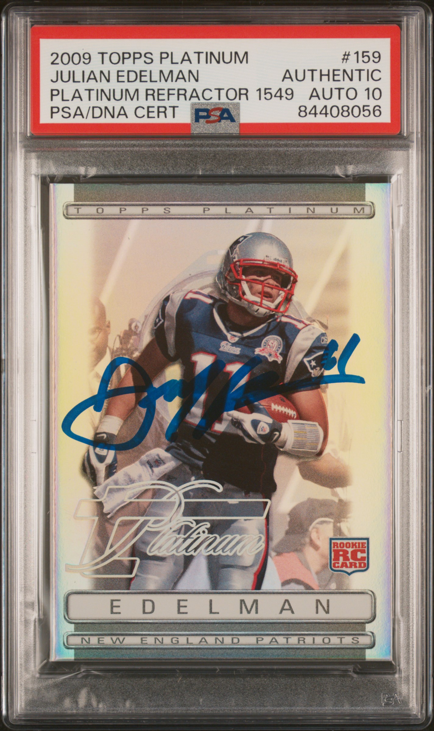 Julian Edelman 2009 Topps Refractor Signed Rookie Card #159 Auto PSA 10 743/1549