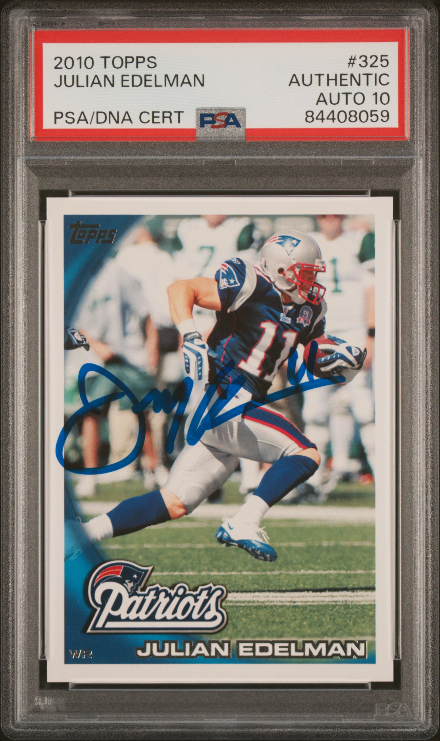 Julian Edelman 2010 Topps Signed Rookie Card #325 Auto Graded PSA 10 84408059