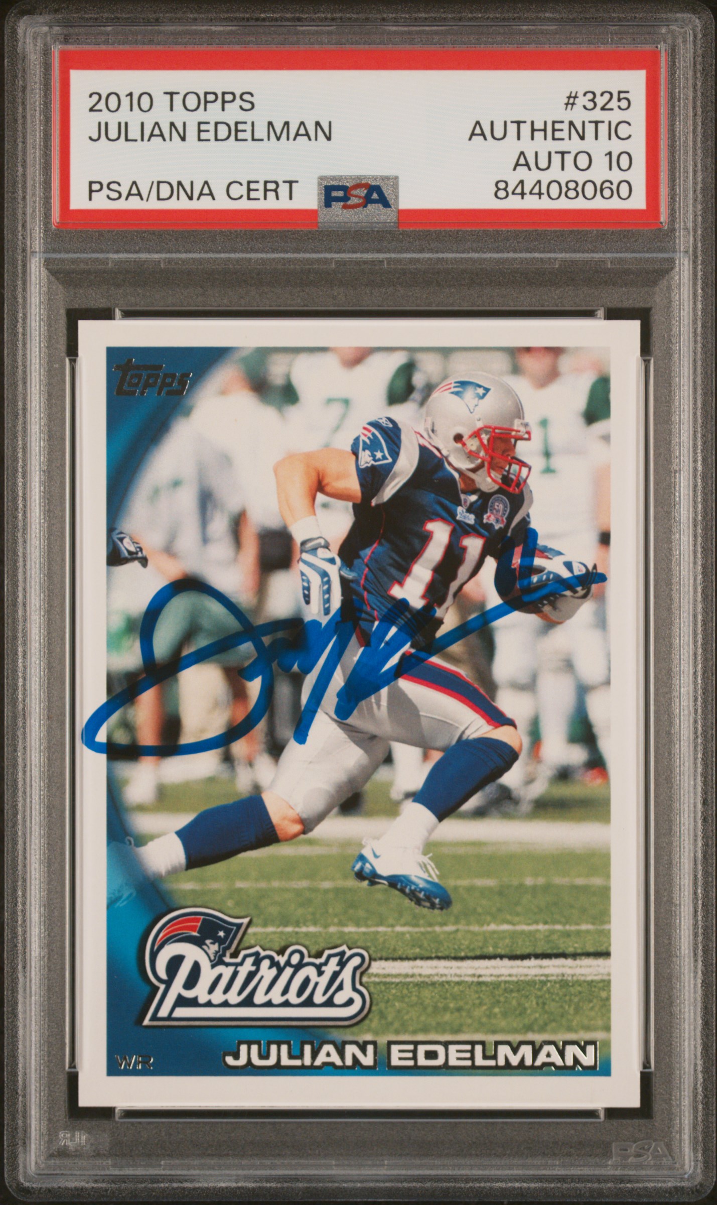 Julian Edelman 2010 Topps Signed Rookie Card #325 Auto Graded PSA 10 84408060