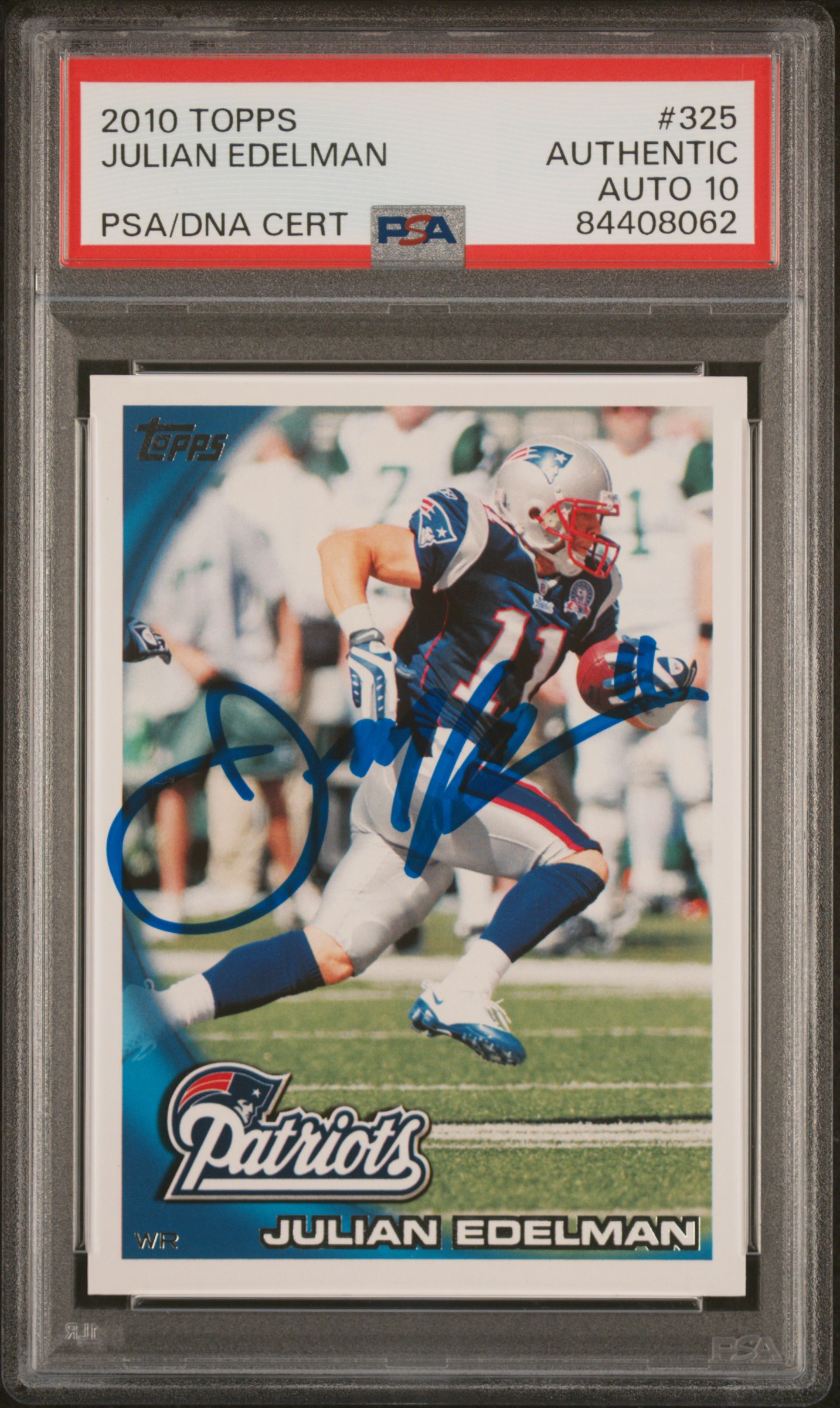 Julian Edelman 2010 Topps Signed Rookie Card #325 Auto Graded PSA 10 84408062