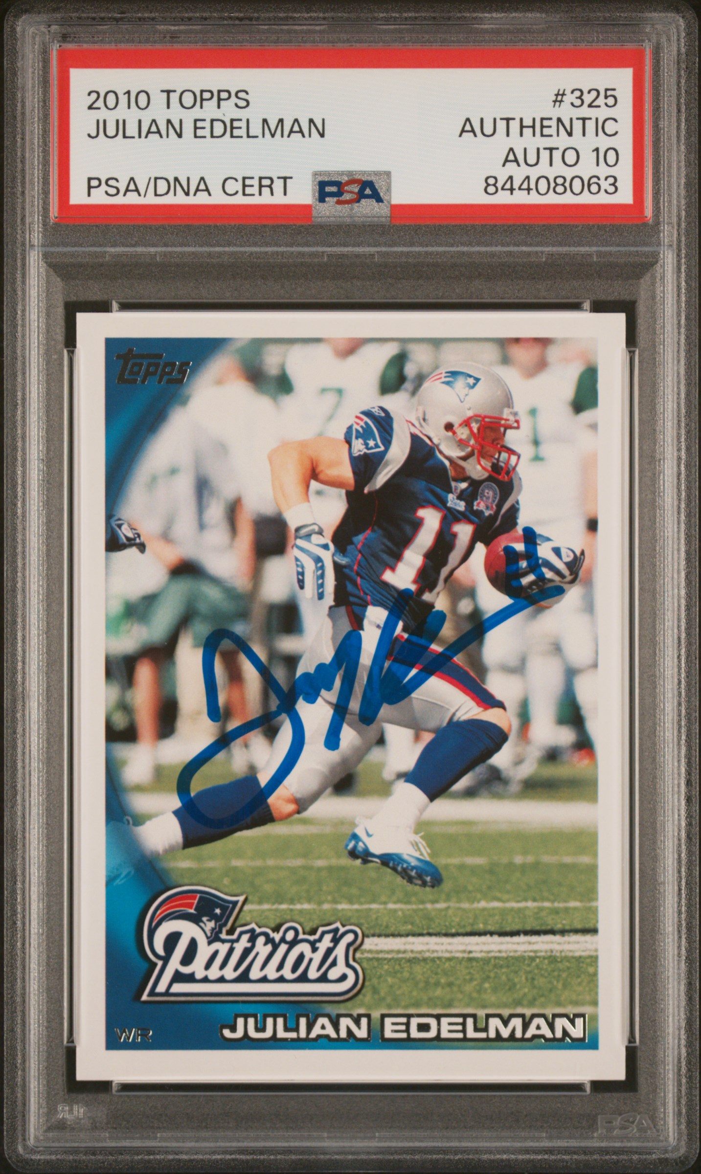 Julian Edelman 2010 Topps Signed Rookie Card #325 Auto Graded PSA 10 84408063