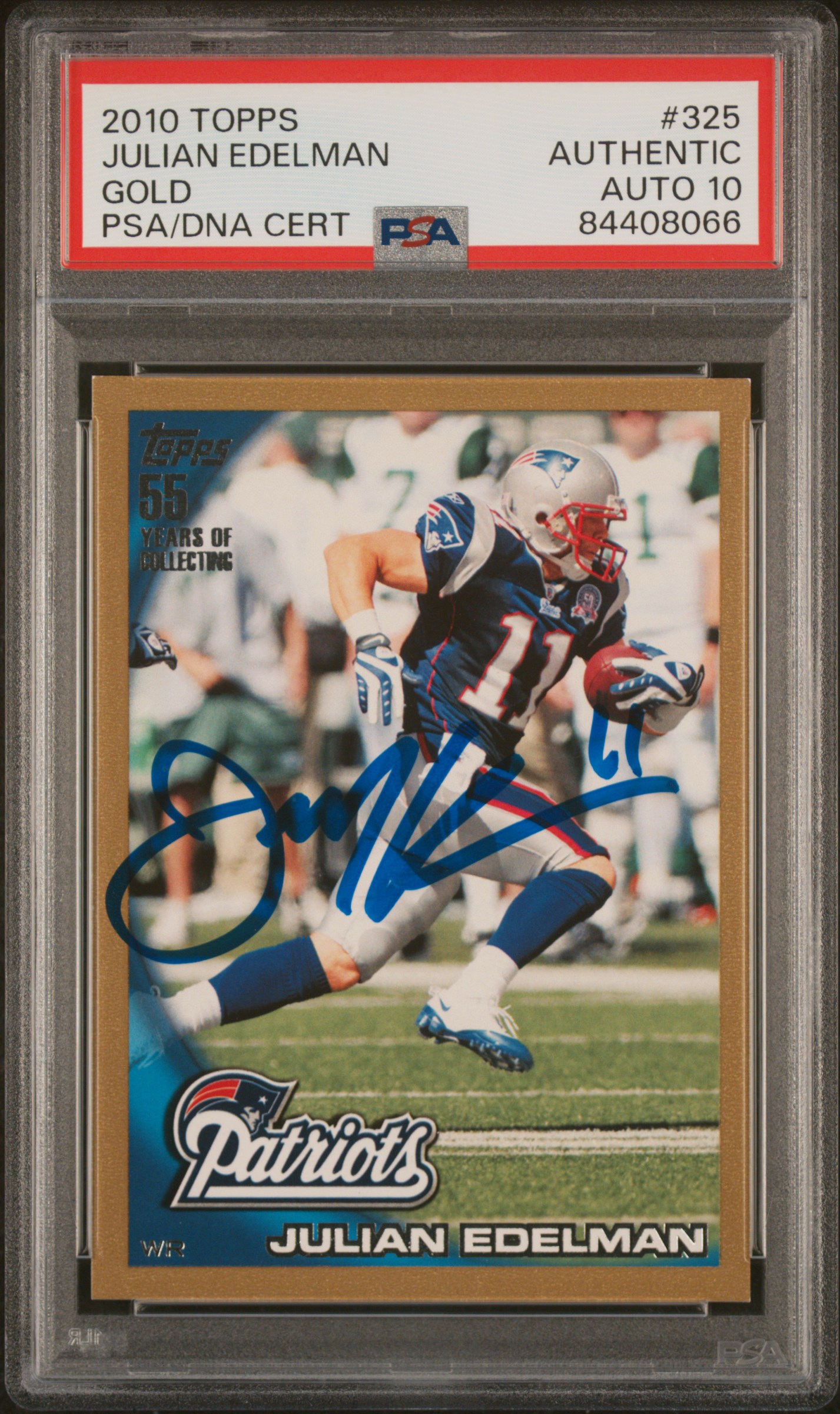 Julian Edelman 2010 Topps Gold Signed Rookie Card #325 Auto PSA 10 1246/2010