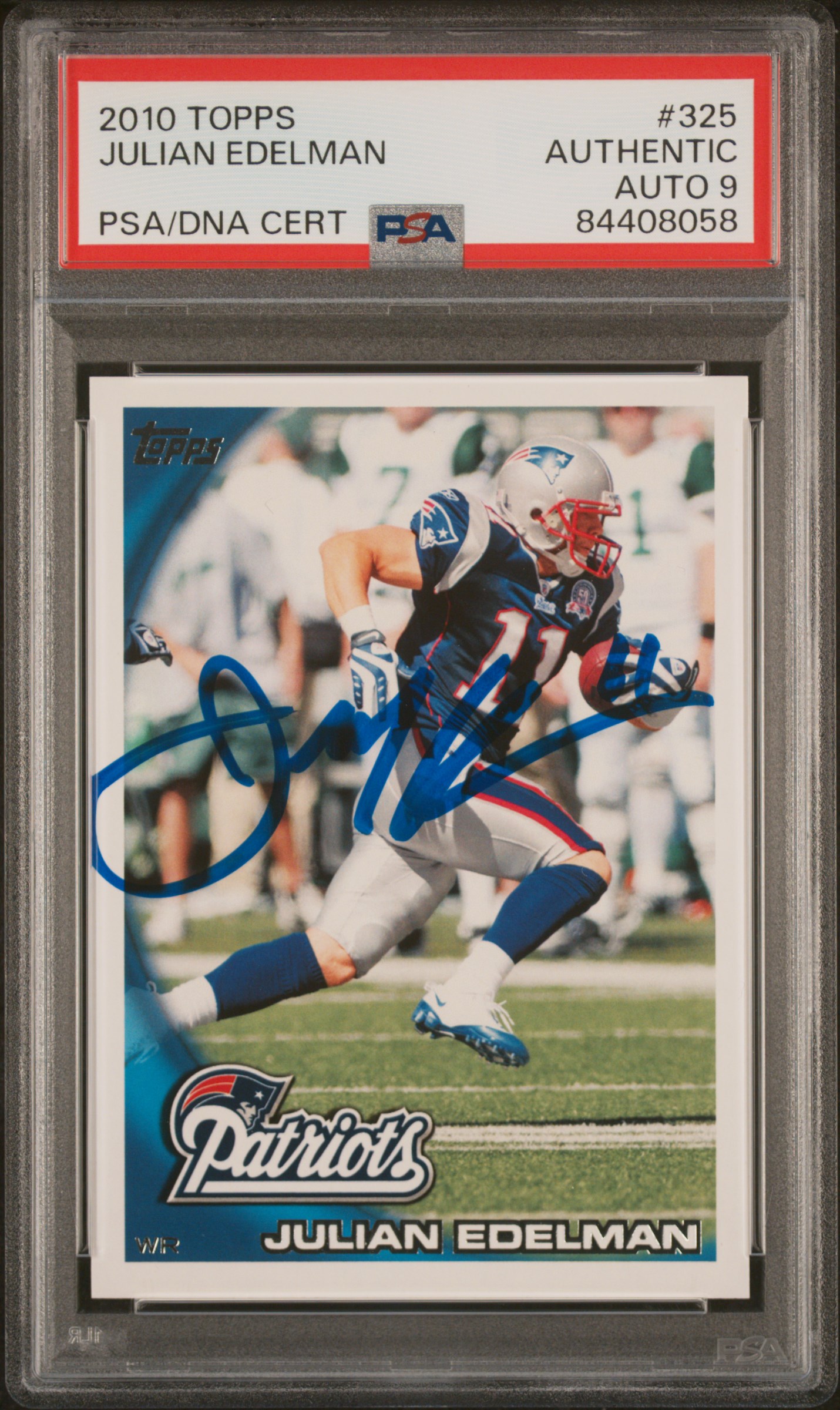 Julian Edelman 2010 Topps Signed Rookie Card #325 Auto Graded PSA 9 84408058