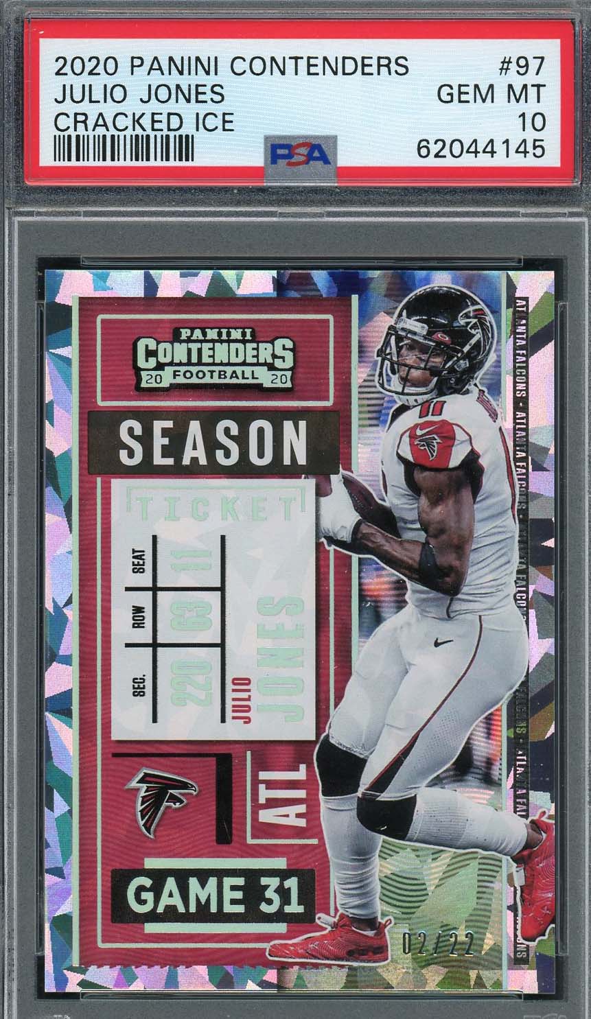 Julio Jones 2020 Panini Contenders Cracked Ice Card #97 Graded PSA 10 /22 Julio Jones 2020 Panini Contenders Cracked Ice Card #97 Graded PSA 10 /22