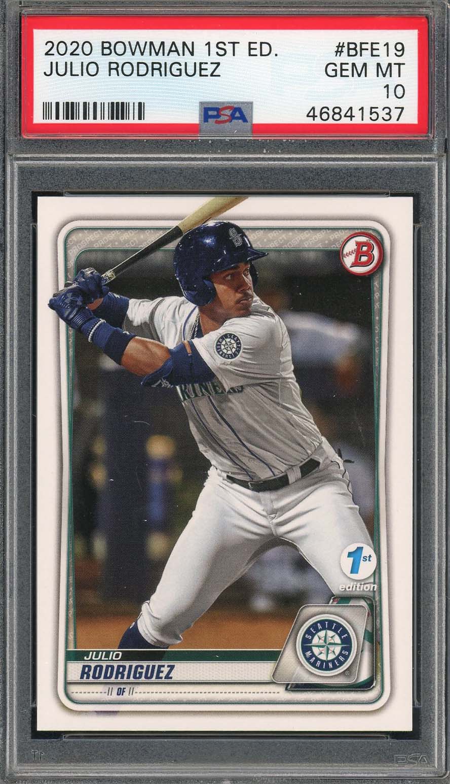 Julio Rodriguez 2020 Bowman 1st Edition Baseball Rookie Card BFE19 Graded PSA 10