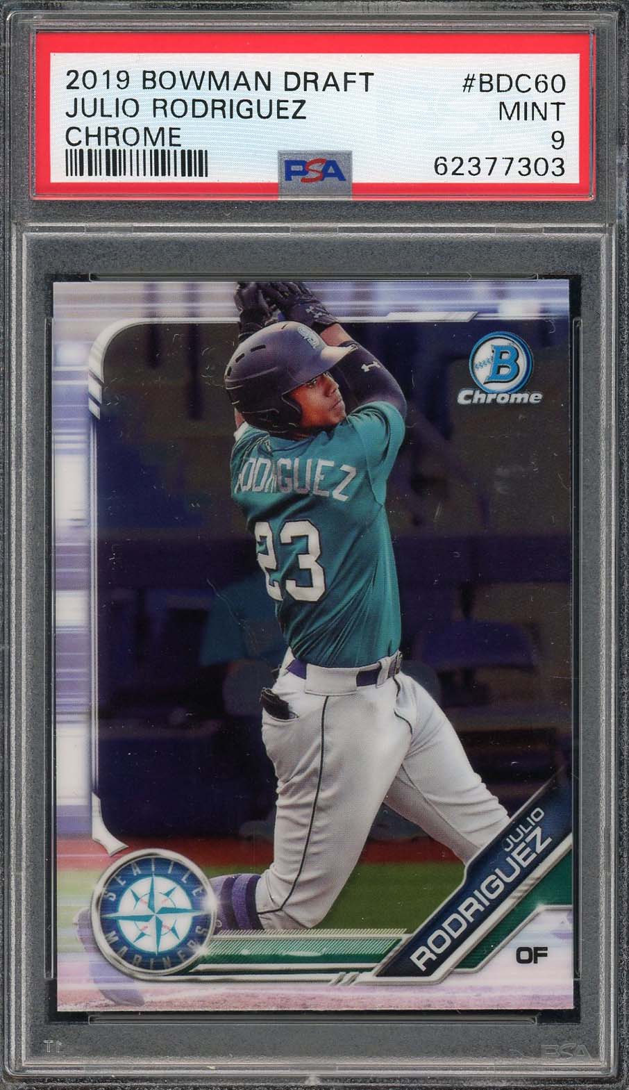 Julio Rodriguez 2019 Bowman Draft Chrome Rookie Card RC #BDC60 Graded PSA 9