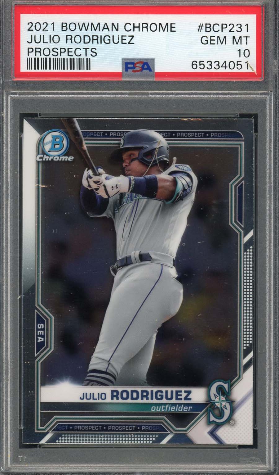 Julio Rodriguez 2021 Bowman Chrome Baseball Rookie Card RC #BCP231 Graded PSA 10