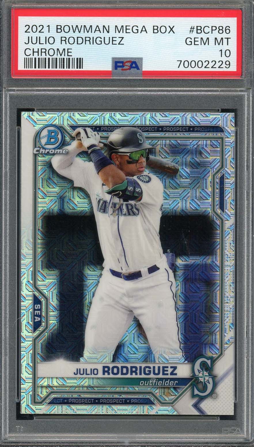 Julio Rodriguez 2021 Bowman Mega Box Chrome Rookie Card #BCP86 Graded PSA 10