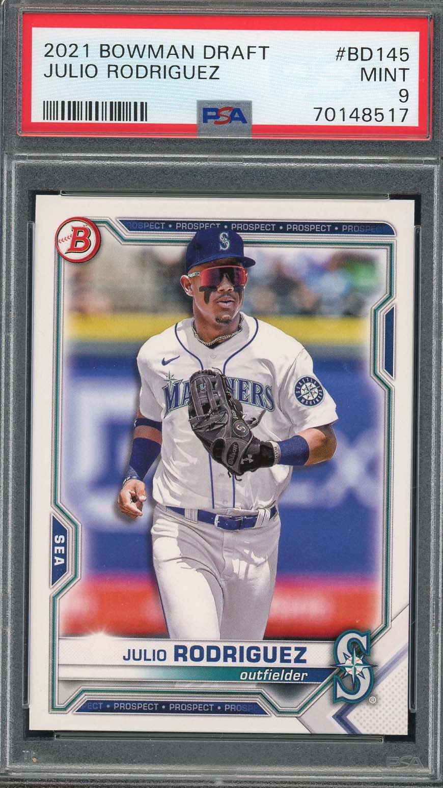 Julio Rodriguez 2021 Bowman Draft Baseball Rookie Card #BD145 Graded PSA 9