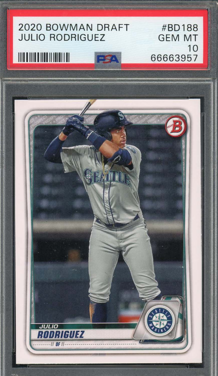 Julio Rodriguez 2020 Bowman Draft Baseball Rookie Card RC #BD188 Graded PSA 10