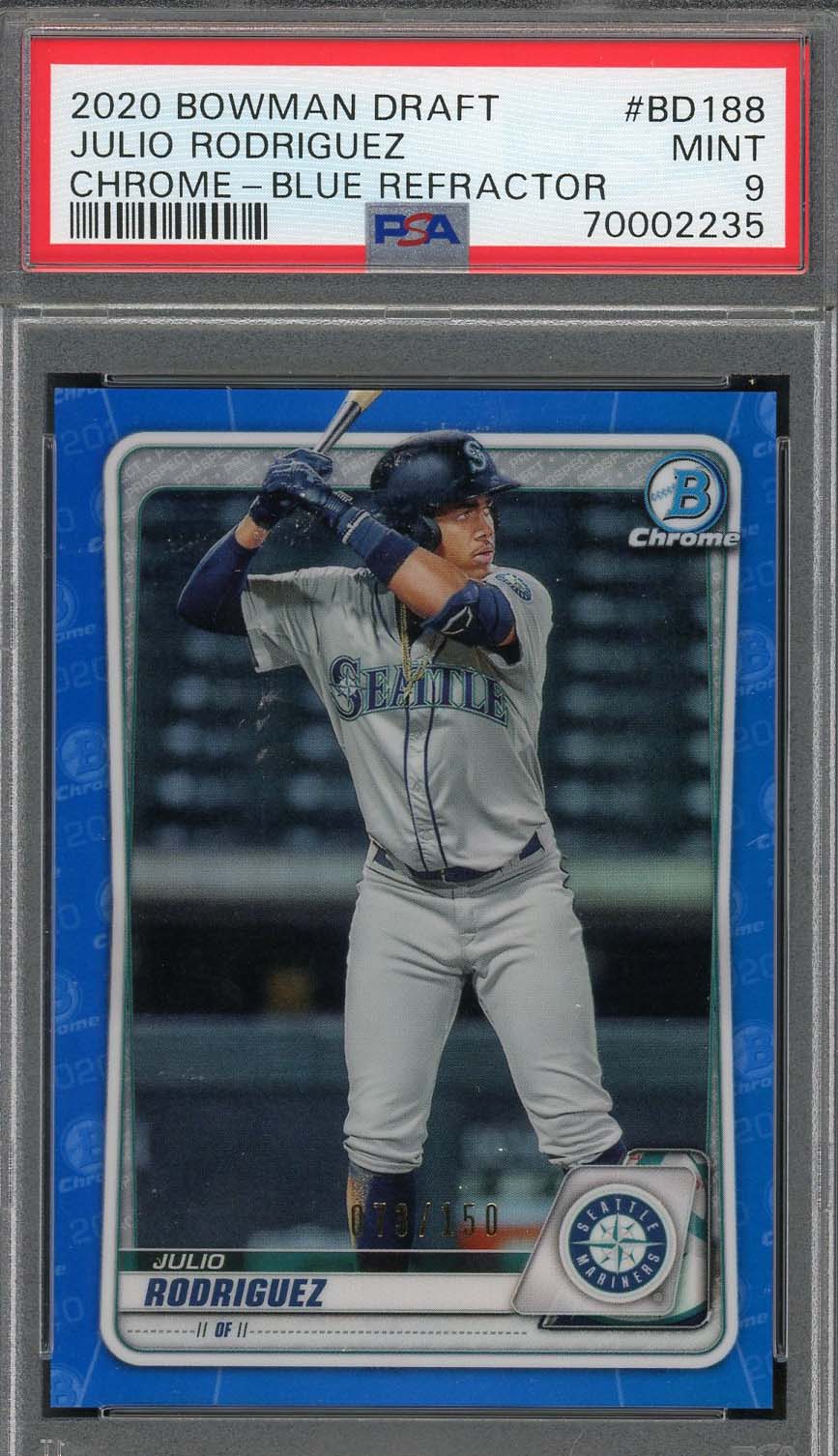 Julio Rodriguez 2020 Bowman Draft Chrome Blue Refractor Rookie Card #BD188 PSA 9