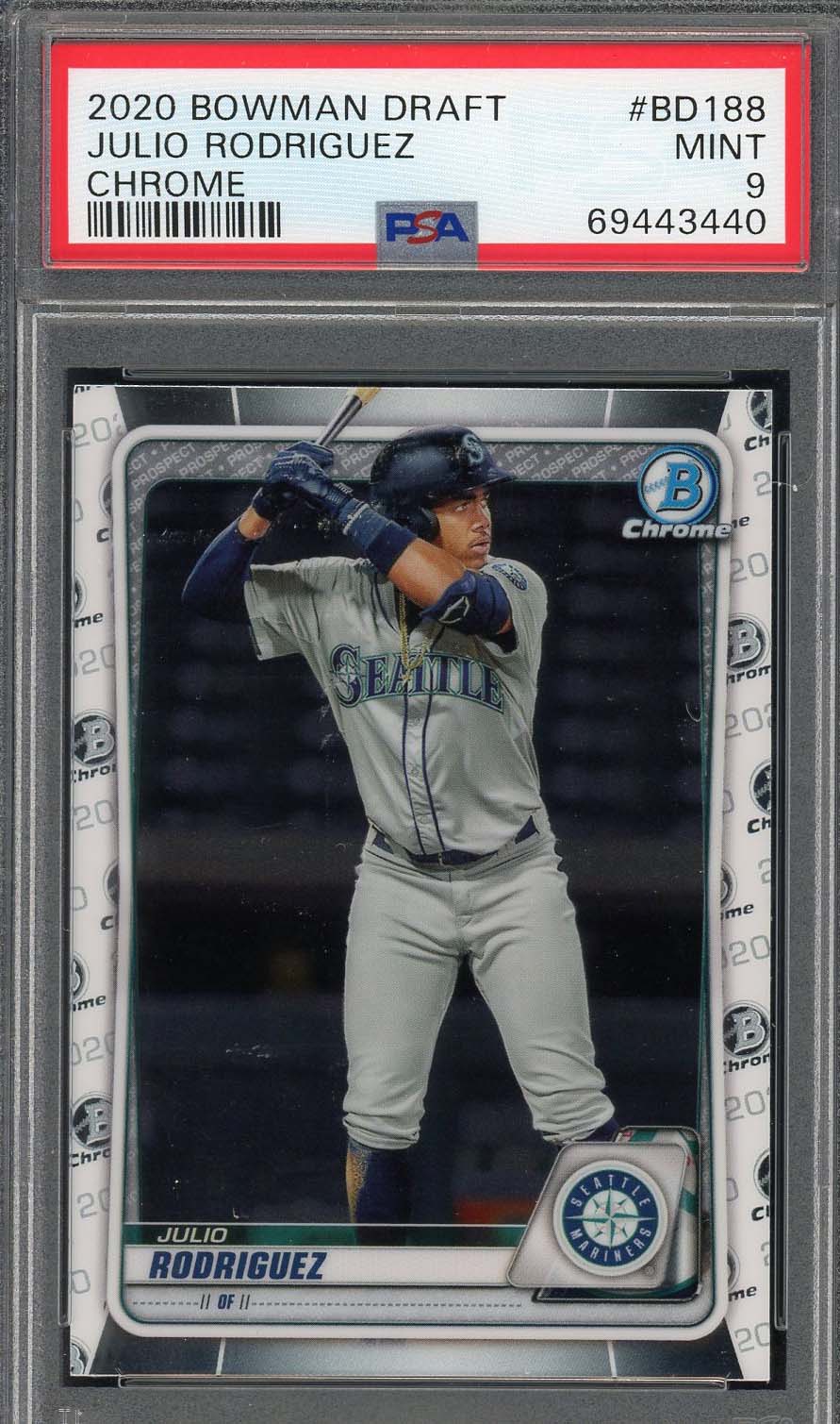 Julio Rodriguez 2020 Bowman Draft Chrome Baseball Rookie Card #BD188 PSA 9 Julio Rodriguez 2020 Bowman Draft Chrome Baseball Rookie Card #BD188 PSA 9