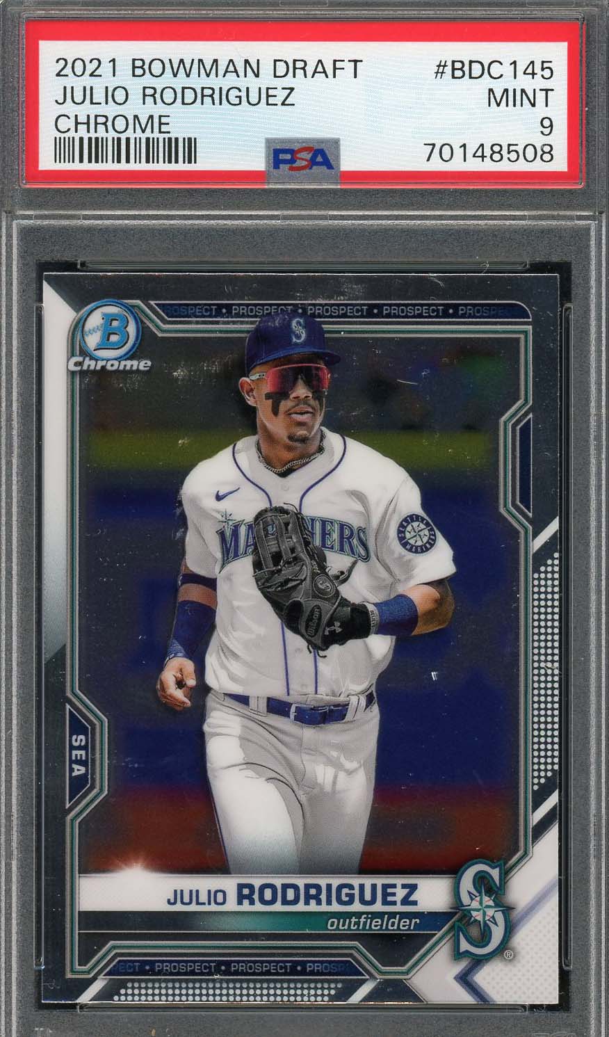 Julio Rodriguez 2021 Bowman Draft Chrome Rookie Card #BDC145 Graded PSA 9