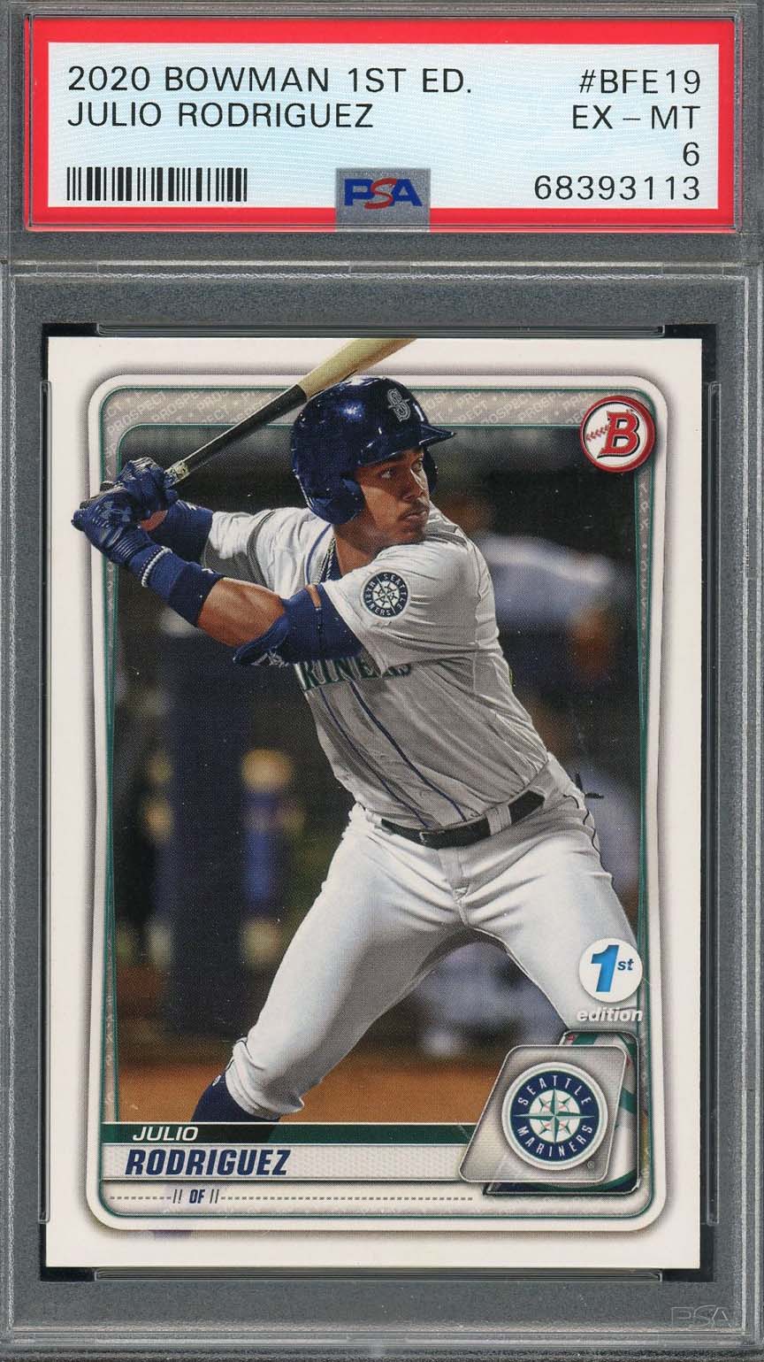 Julio Rodriguez 2020 Bowman 1st Edition Baseball Rookie Card #BFE19 Graded PSA 6 Julio Rodriguez 2020 Bowman 1st Edition Baseball Rookie Card #BFE19 Graded PSA 6