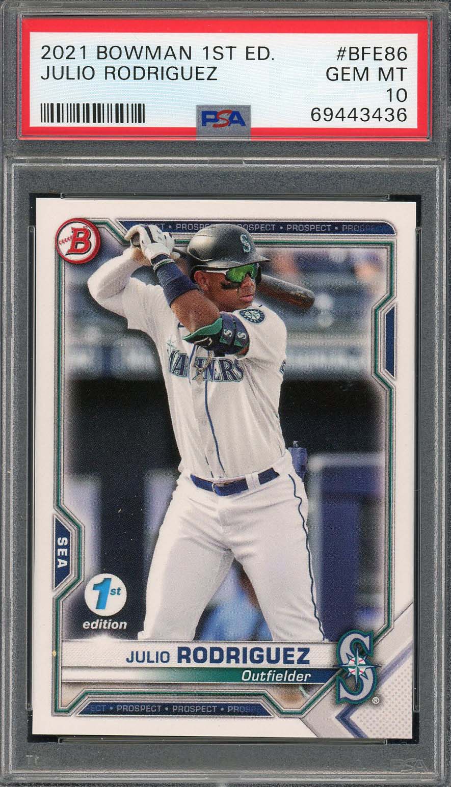 Julio Rodriguez 2021 Bowman 1st Edition Baseball Rookie Card #BFE86 PSA 10