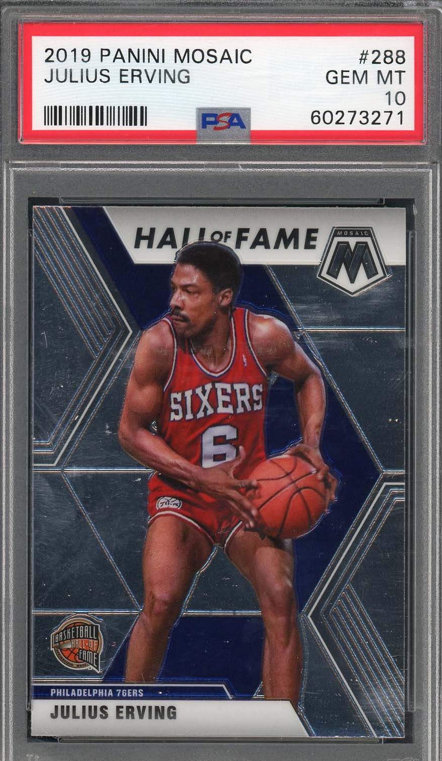 Julius Erving 2019 Panini Mosaic Basketball Card #288 Graded PSA 10