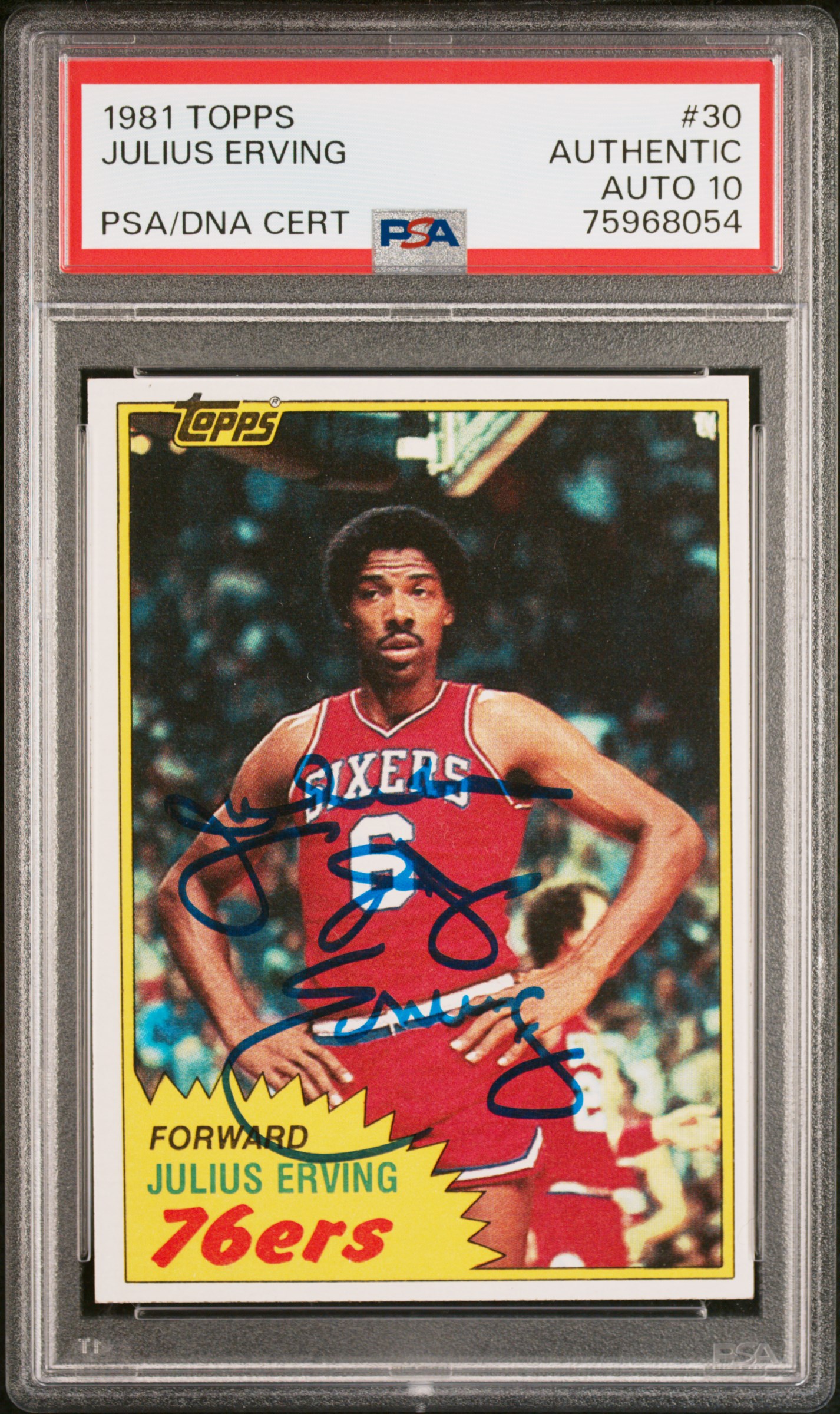 Julius Erving 1981 Topps Signed Basketball Card #30 Auto Graded PSA 10 75968054