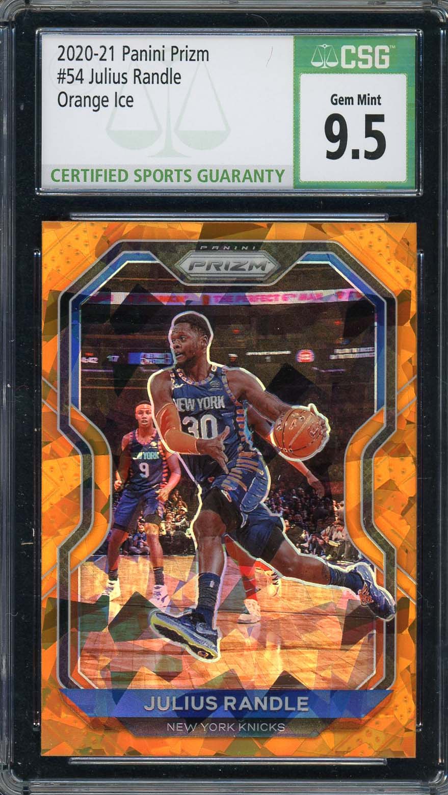 Julius Randle 2020-21 Panini Prizm Orange Ice Basketball Card #54 CSG 9.5 Julius Randle 2020-21 Panini Prizm Orange Ice Basketball Card #54 CSG 9.5