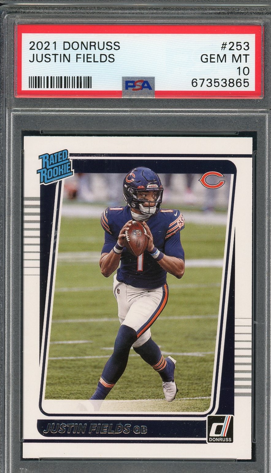 Justin Fields 2021 Panini Donruss Football Rookie Card #253 Graded PSA 10