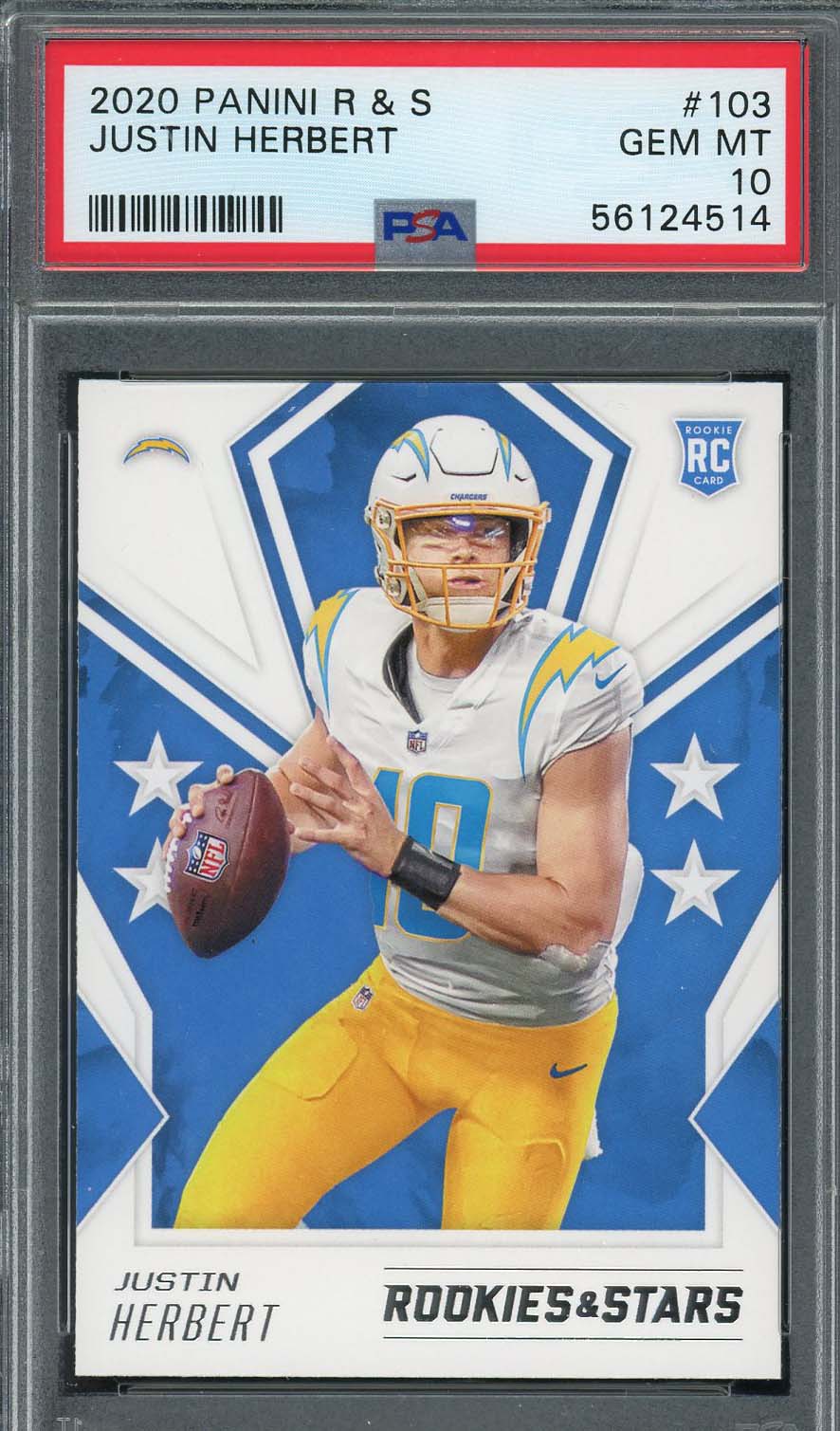 Justin Herbert 2020 Panini Rookies & Stars Football Card #103 Graded PSA 10 Justin Herbert 2020 Panini Rookies & Stars Football Card #103 Graded PSA 10