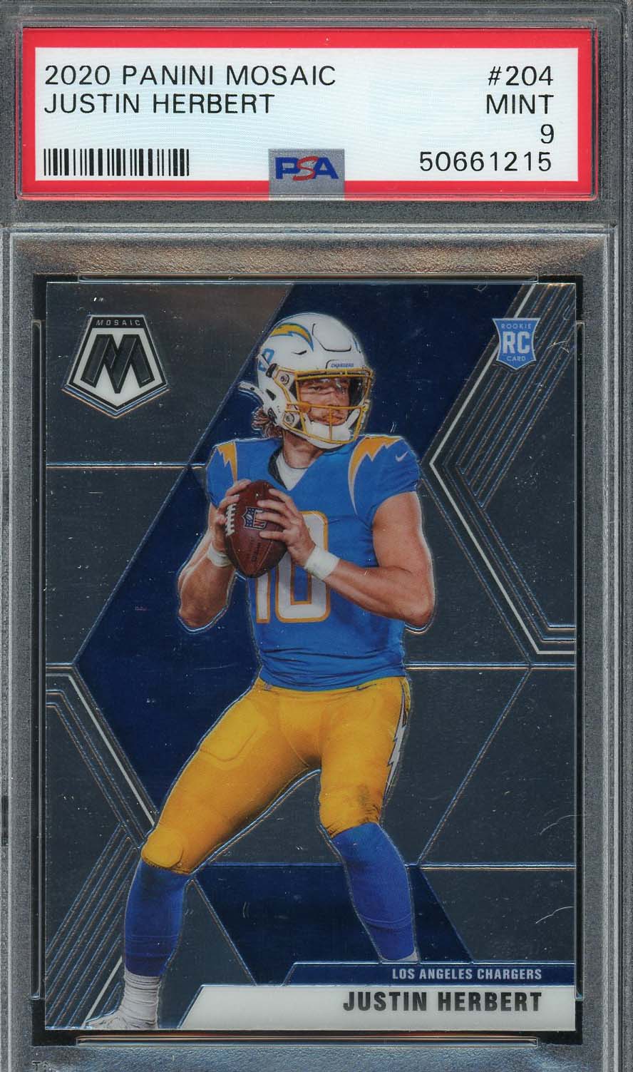 Justin Herbert 2020 Panini Mosaic Football Rookie Card RC #204 Graded PSA 9 MINT Justin Herbert 2020 Panini Mosaic Football Rookie Card RC #204 Graded PSA 9 MINT