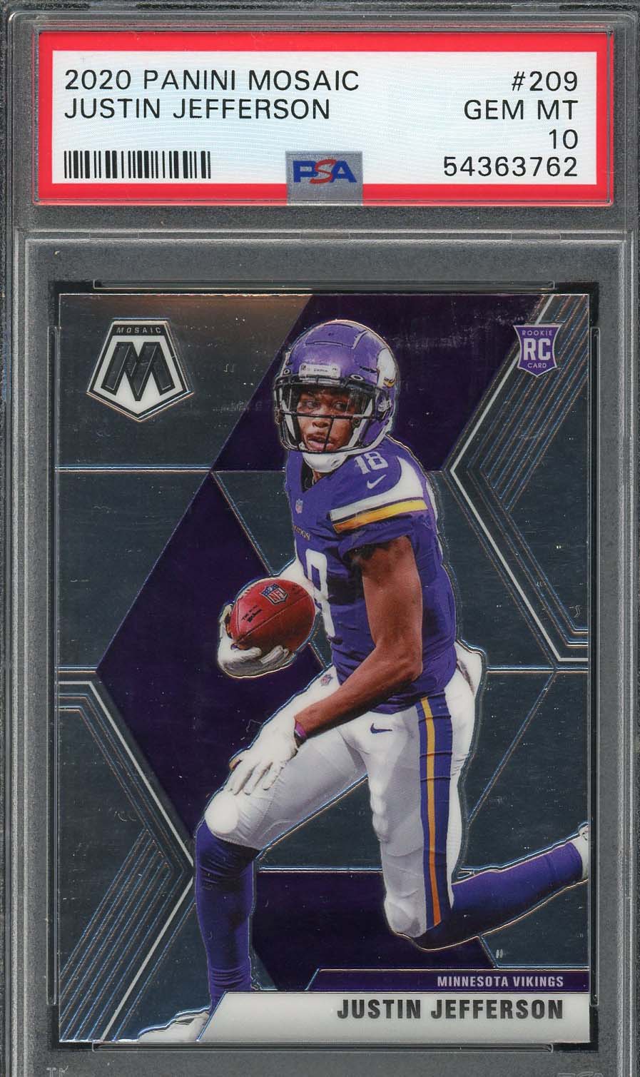 Justin Jefferson 2020 Panini Mosaic Football Rookie Card RC #209 Graded PSA 10