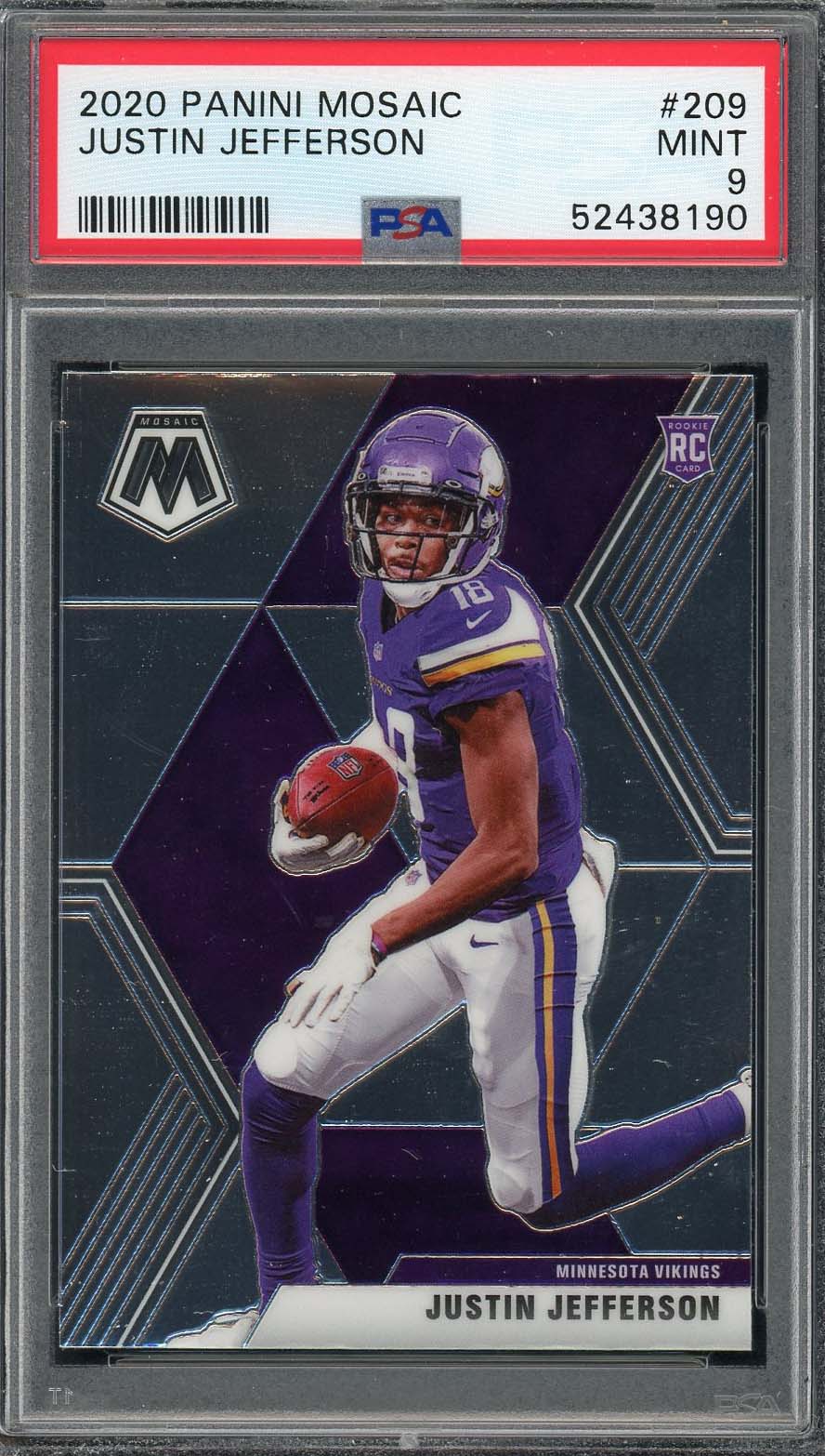 Justin Jefferson 2020 Panini Mosaic Football Rookie Card #209 PSA 9