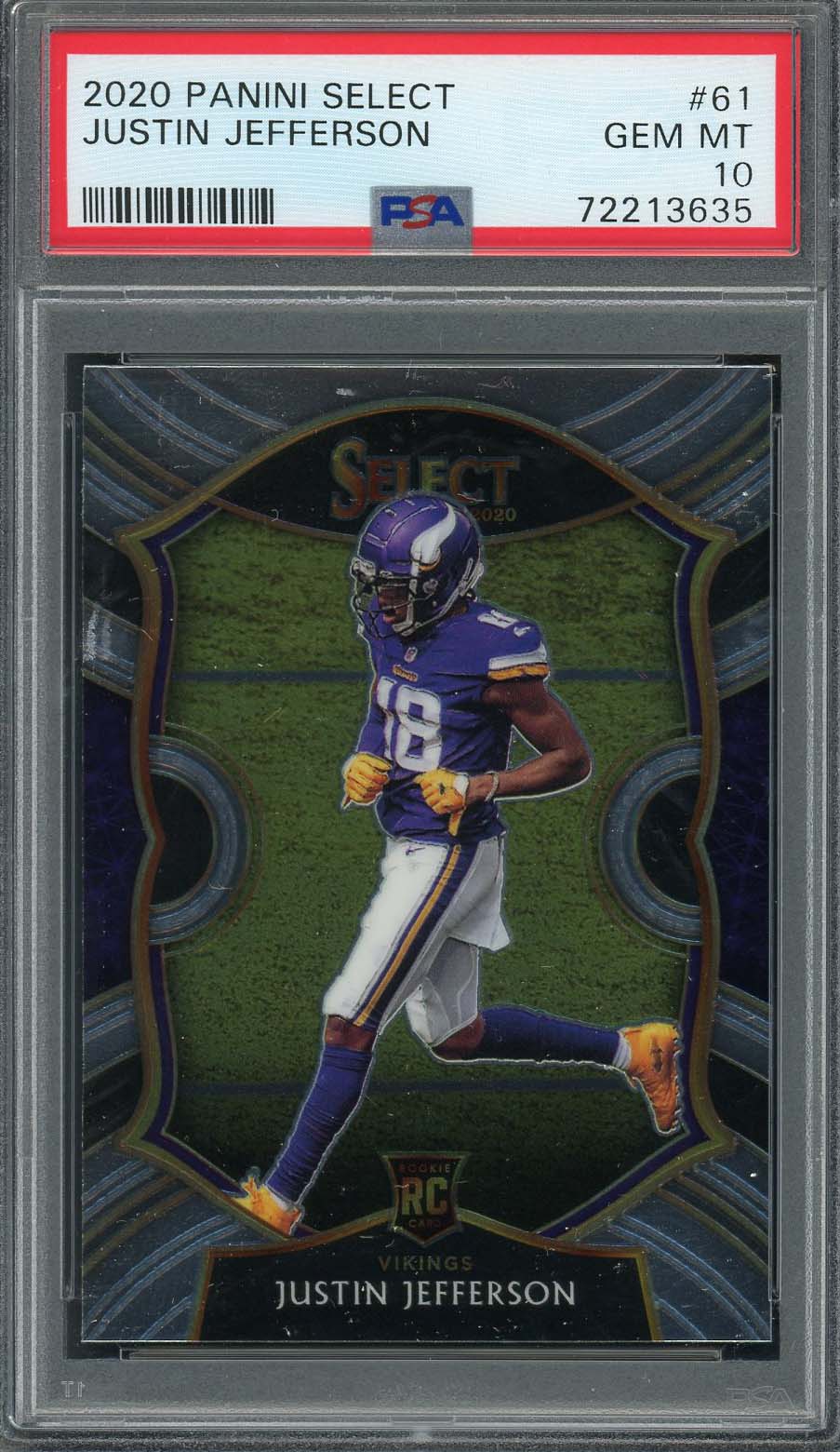 Justin Jefferson 2020 Panini Select Football Rookie Card RC #61 Graded PSA 10
