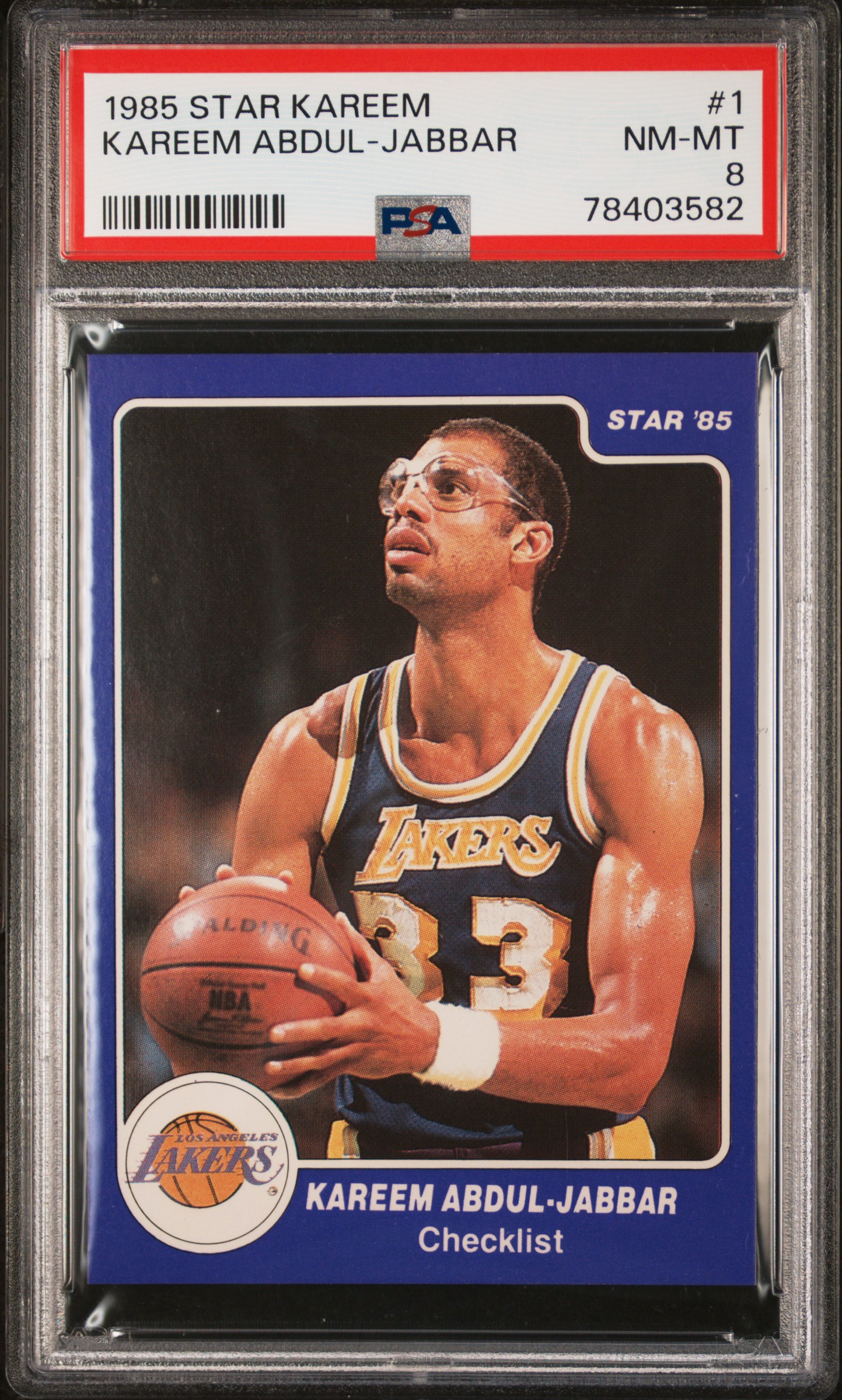 Kareem Abdul-Jabbar 1985 Star Basketball Card #1 Graded PSA 8