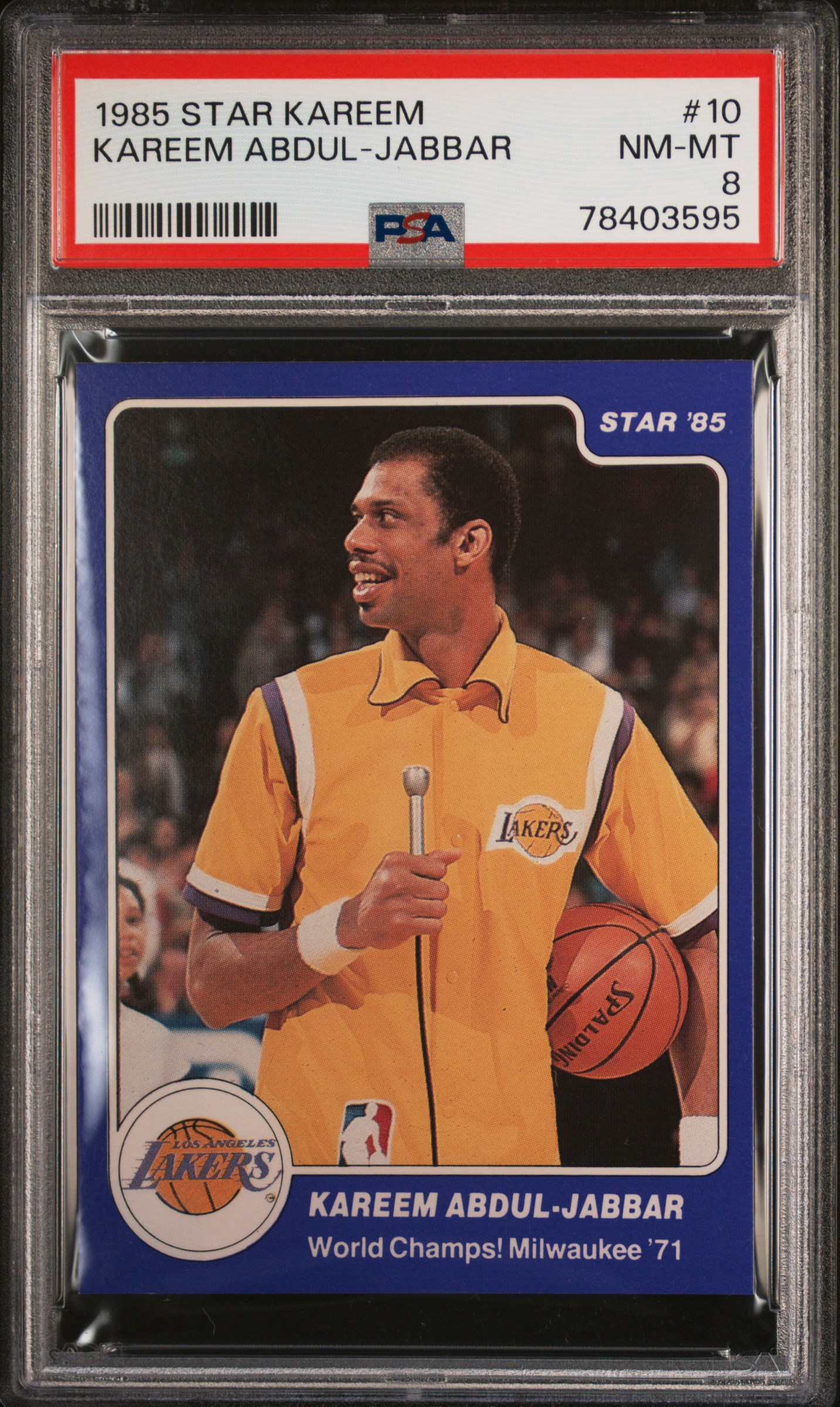 Kareem Abdul-Jabbar 1985 Star Basketball Card #10 Graded PSA 8
