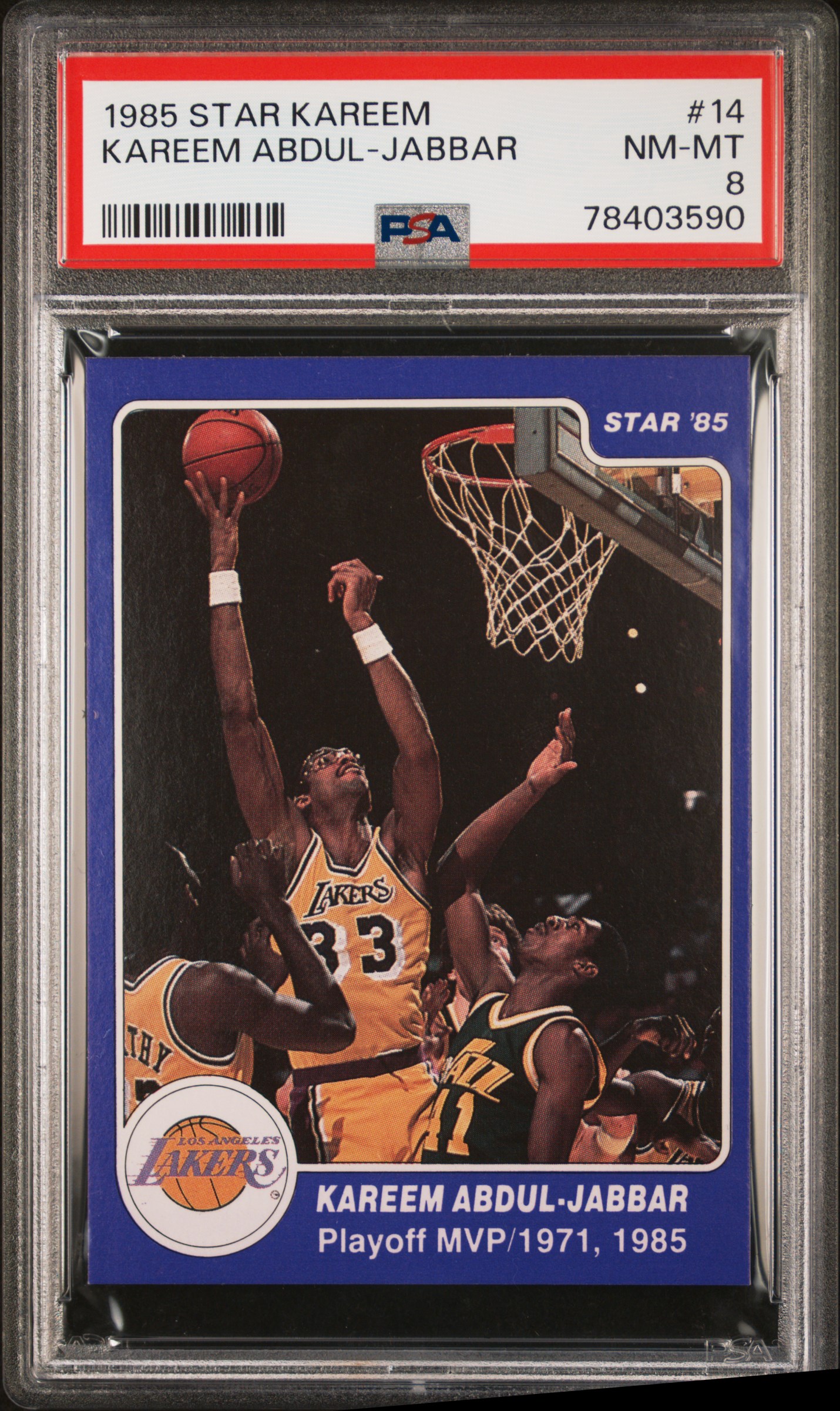 Kareem Abdul-Jabbar 1985 Star Basketball Card #14 Graded PSA 8