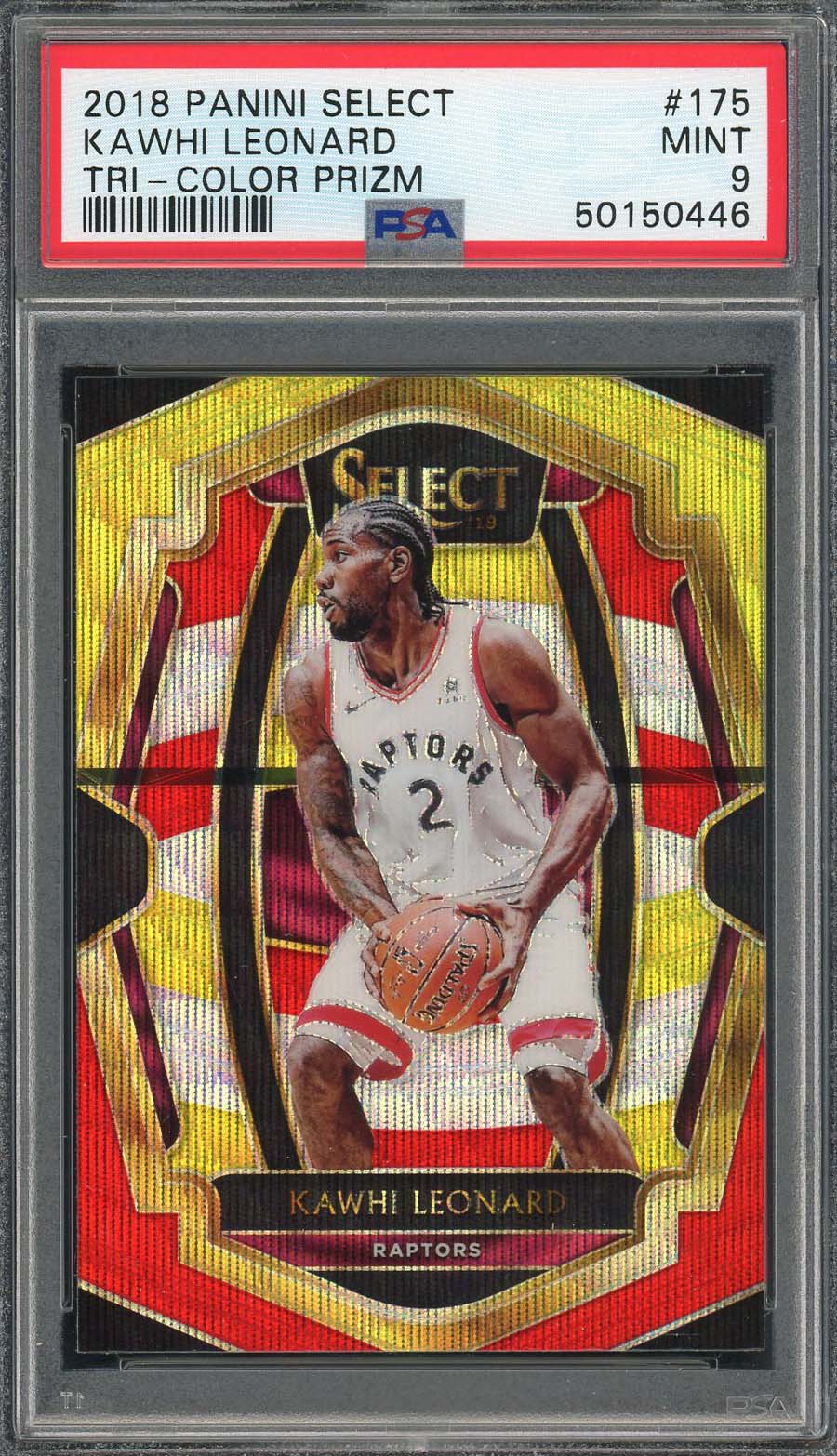 Kawhi Leonard 2018 Panini Select Tri-Color Prizm Basketball Card #175 Graded PSA 9