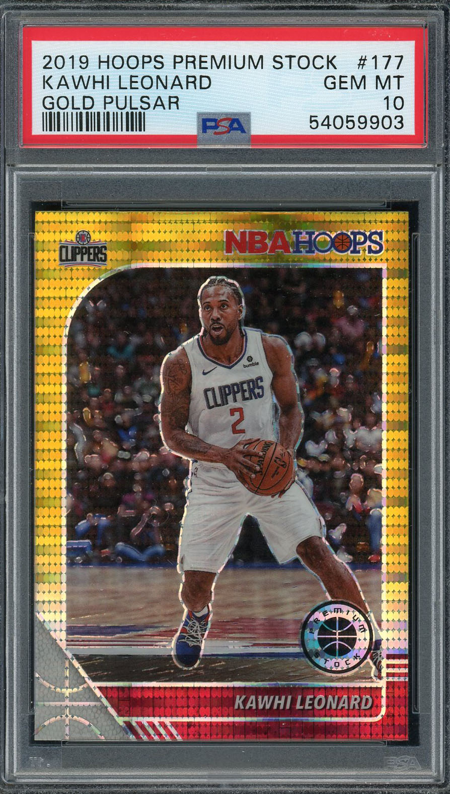 Kawhi Leonard 2019 Panini Hoops Premium Stock Gold Pulsar Basketball Card #177 PSA 10 GEM MINT