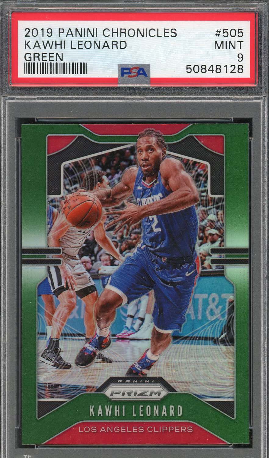 Kawhi Leonard 2019 Panini Chronicles Green Basketball Card #505 Graded PSA 9 Kawhi Leonard 2019 Panini Chronicles Green Basketball Card #505 Graded PSA 9