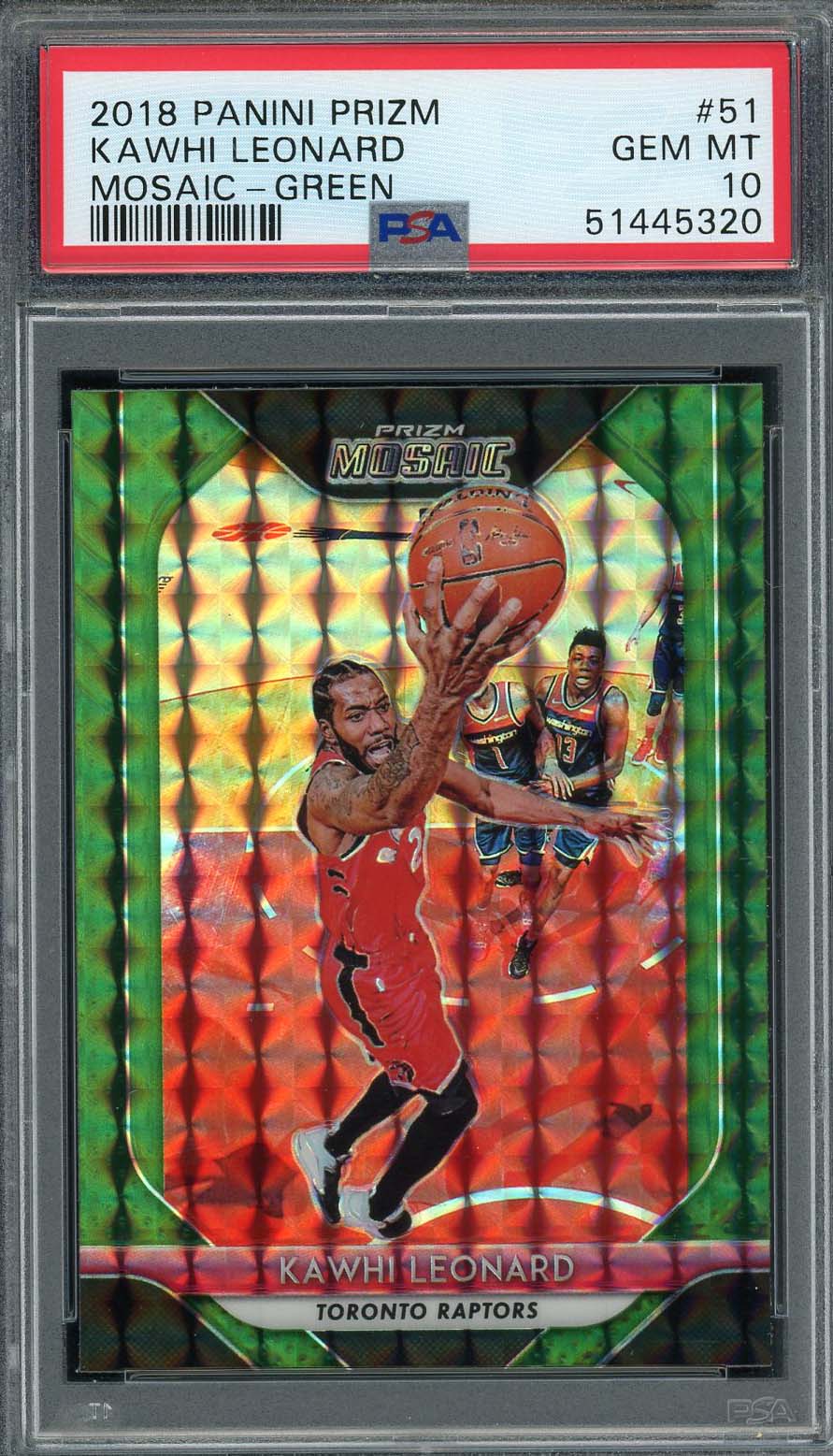 Kawhi Leonard 2018 Panini Prizm Mosaic Green Basketball Card #51 PSA 10 Kawhi Leonard 2018 Panini Prizm Mosaic Green Basketball Card #51 PSA 10